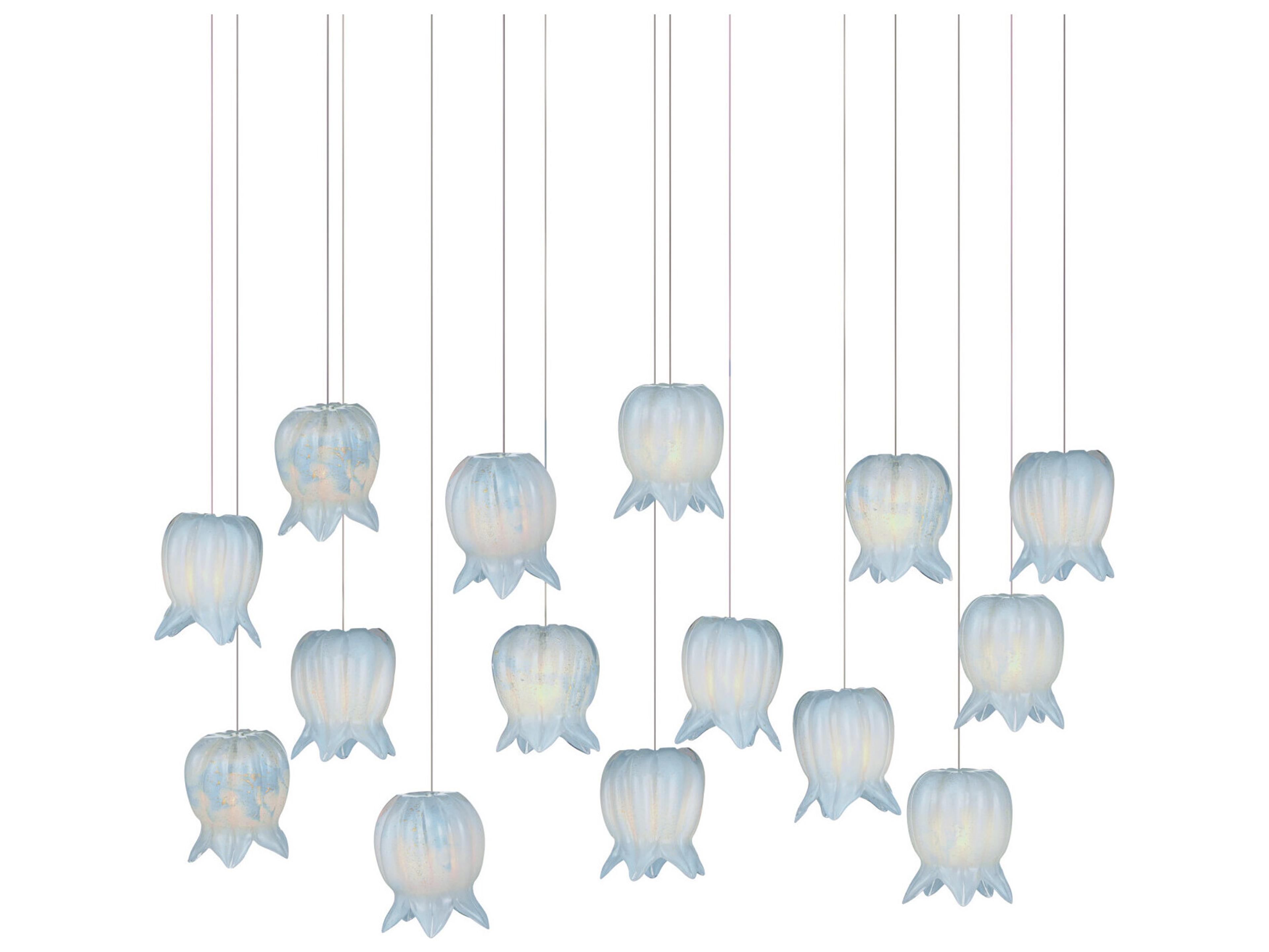 Currey & Company Polpo 15-Light Blue Silver Island Pendant