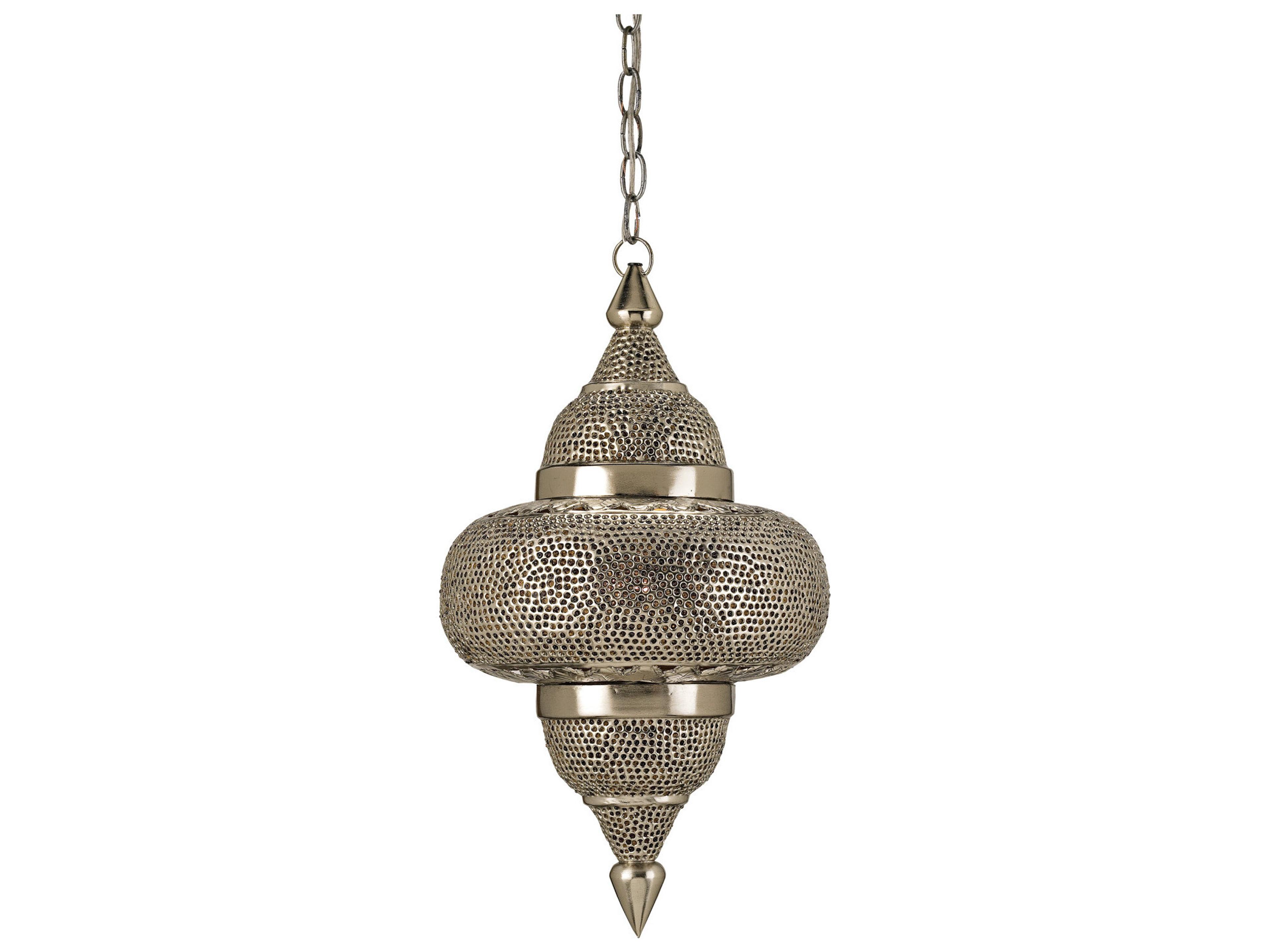 Currey & Company Tangiers 1-Light Nickel Copper lacquer amber Glass Globe Mini Pendant