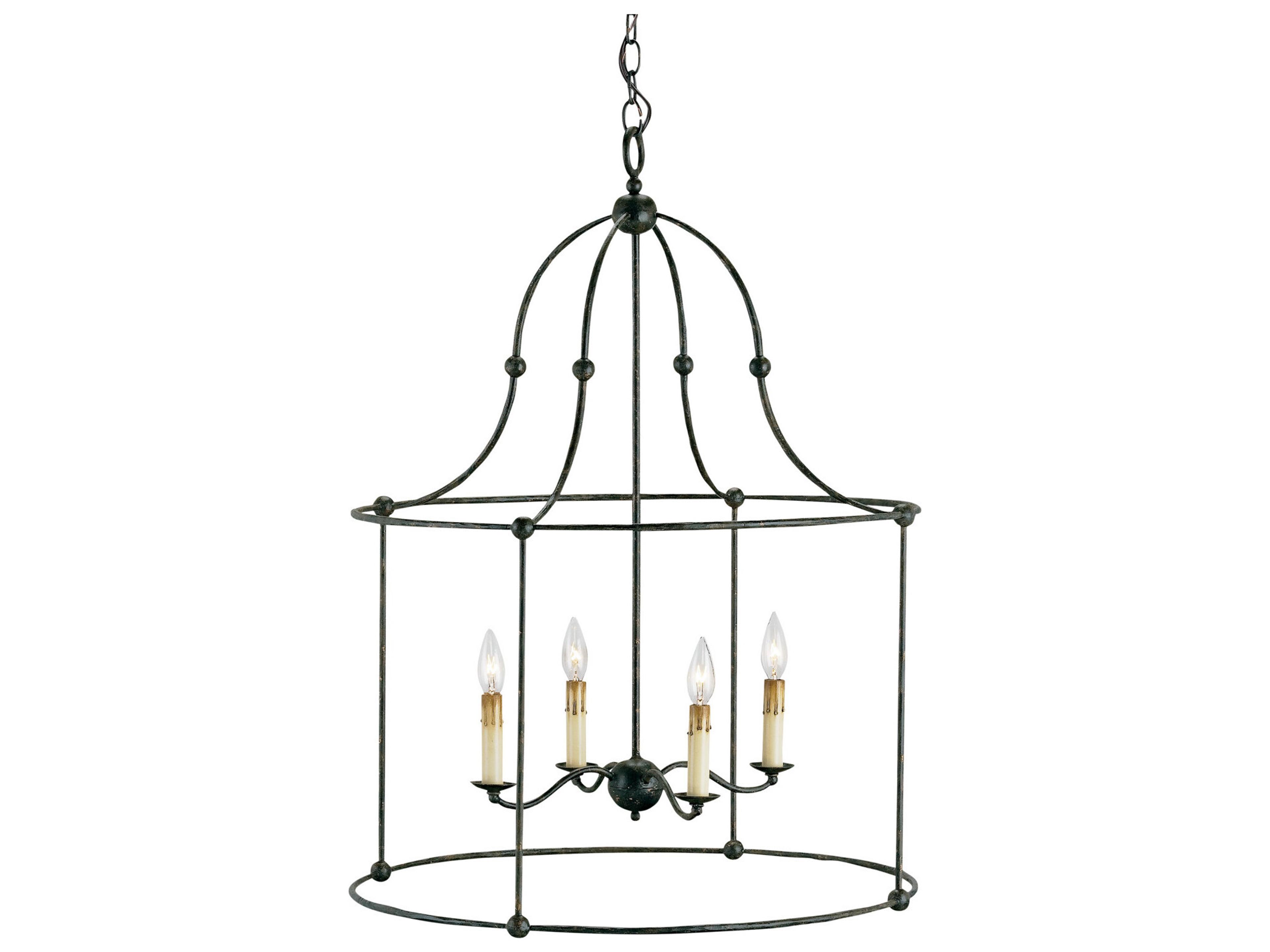 Currey & Company Fitzjames 4-Light Mayfair Black Candelabra Chandelier