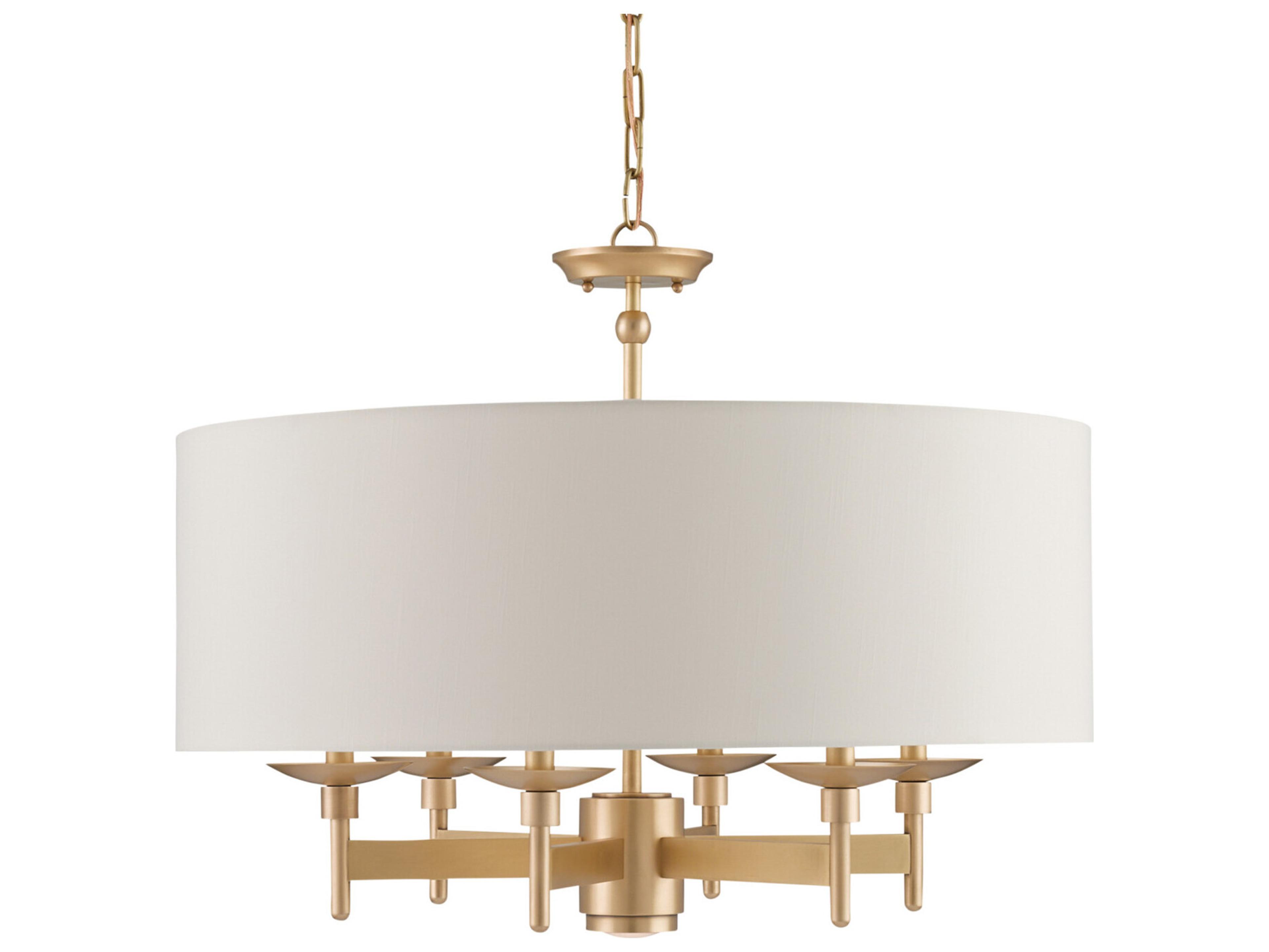 Currey & Company Bering 7-Light Antique Brass Candelabra Drum Chandelier