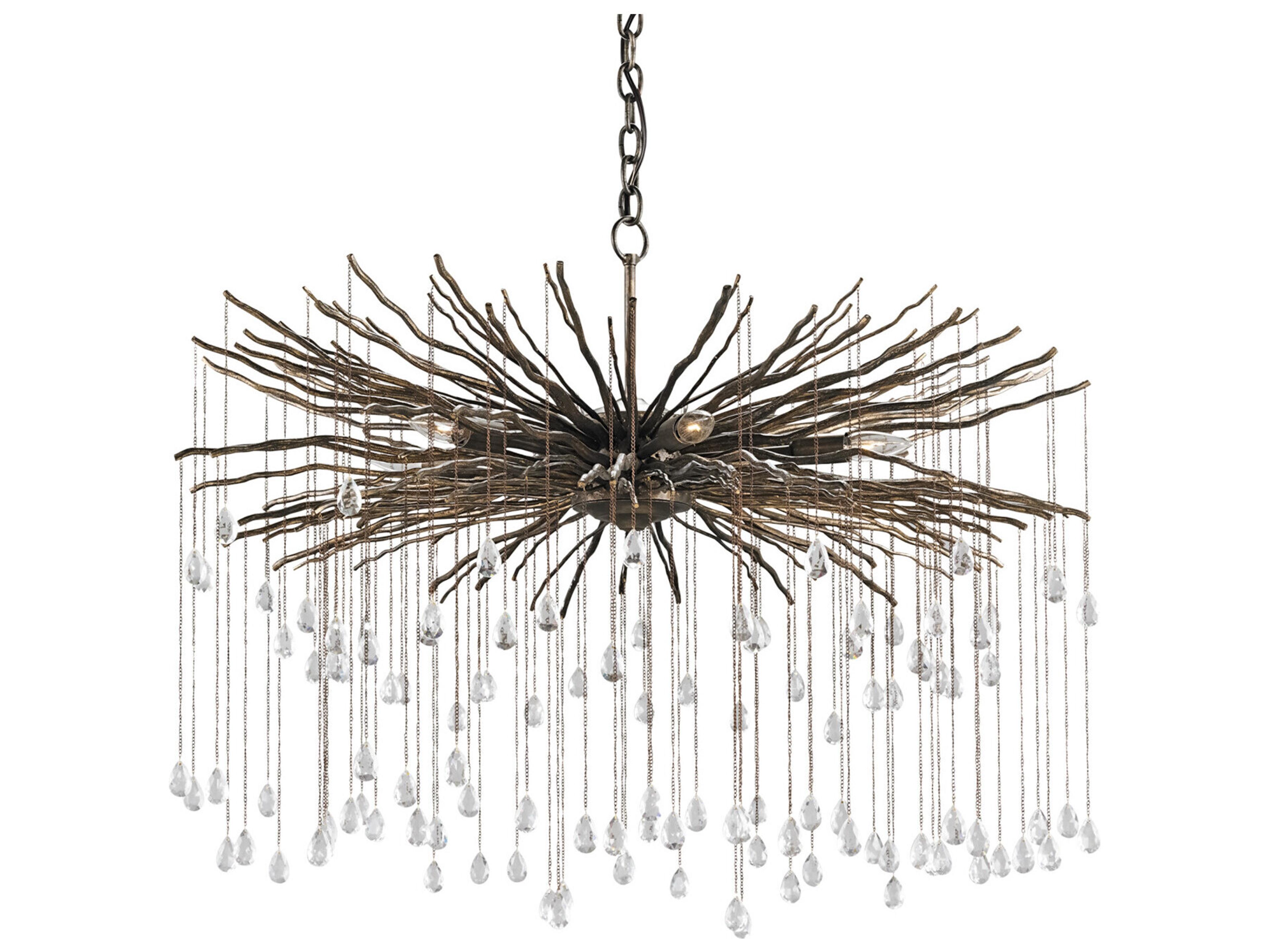 Currey & Company Fen 6-Light Cupertino Bronze Crystal Chandelier