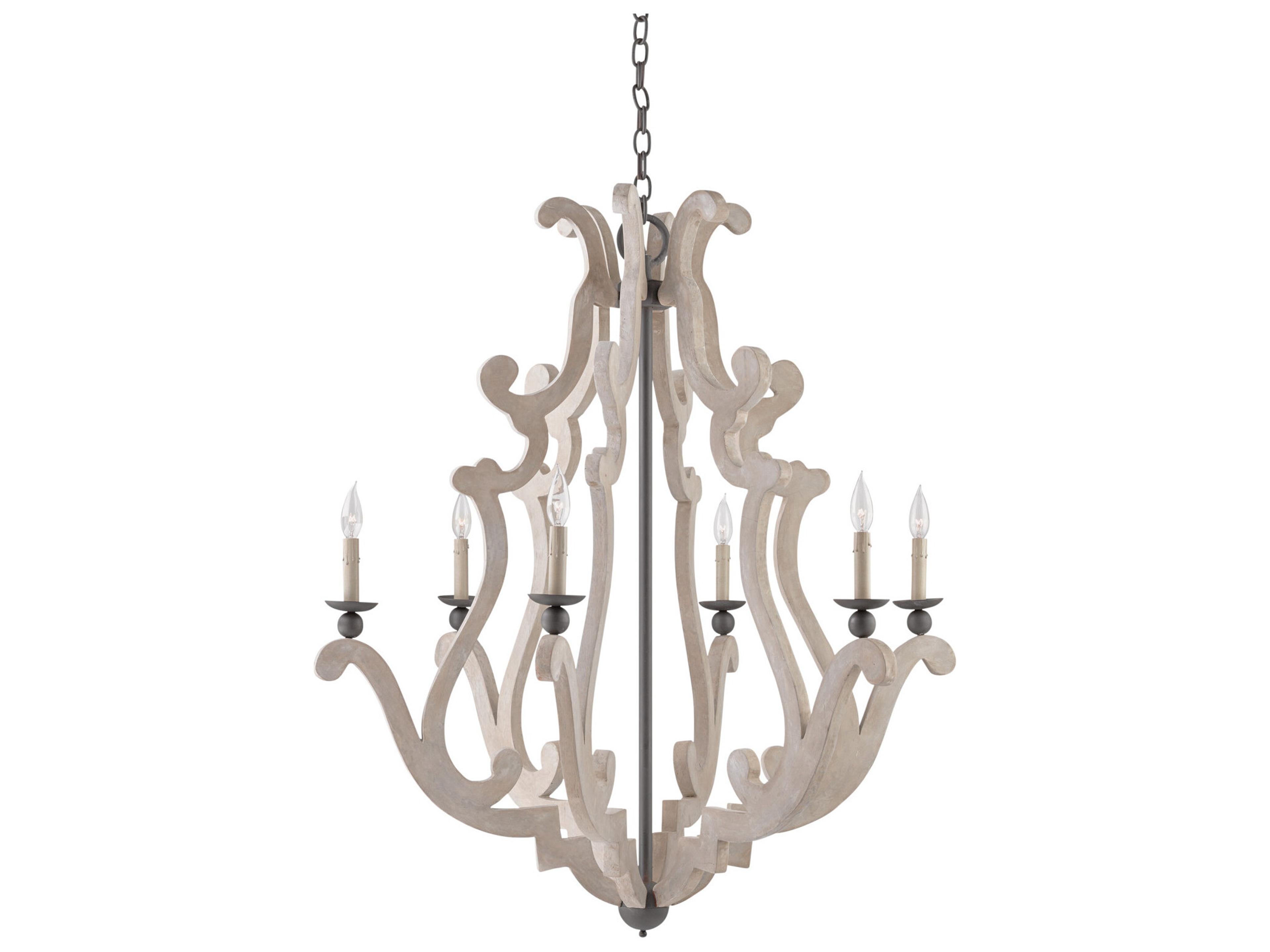 Currey & Company Durand 6-Light Old Iron Gray Candelabra Chandelier