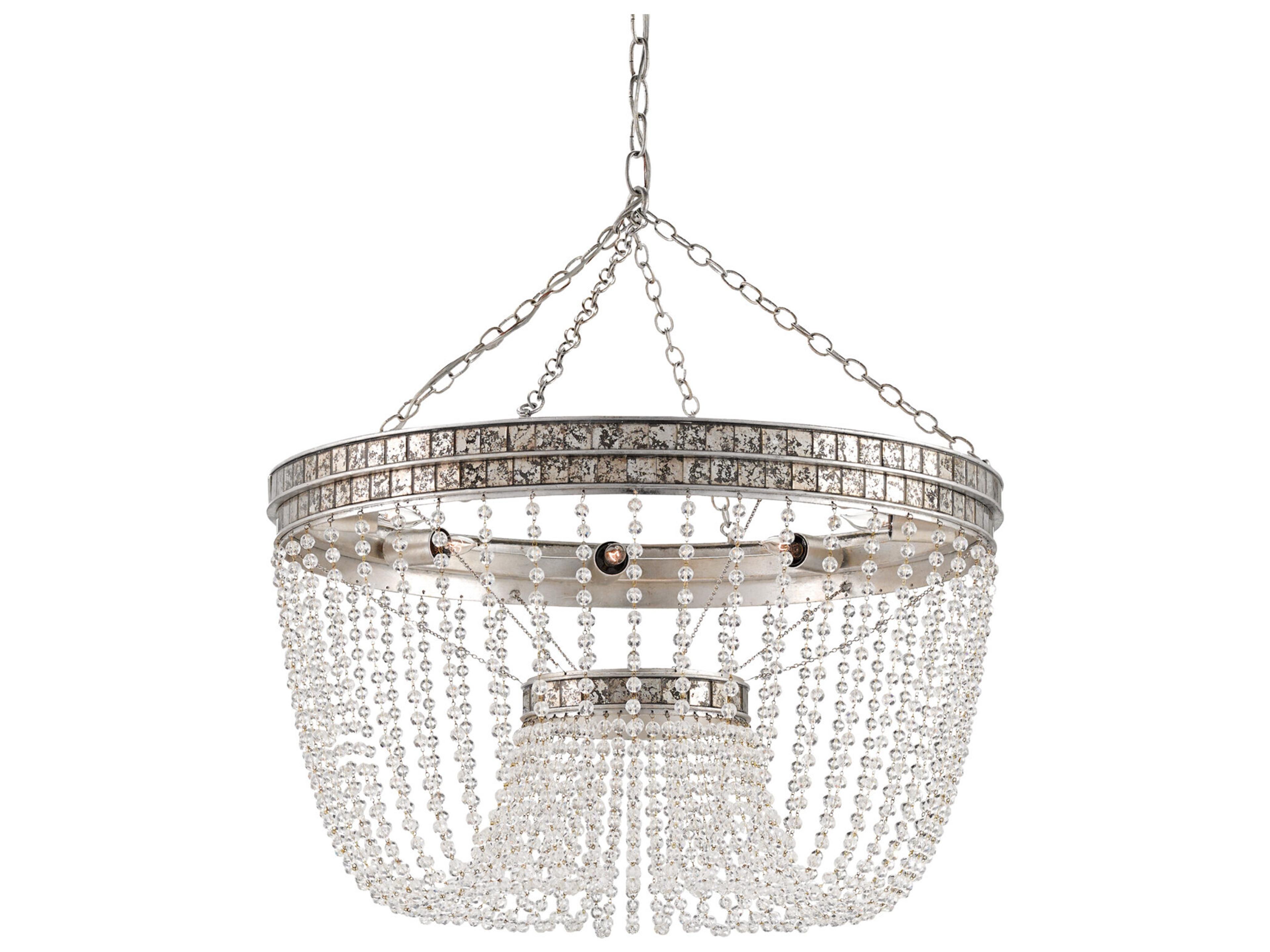 Currey & Company Highbrow 8-Light Silver Crystal Glass Candelabra Chandelier