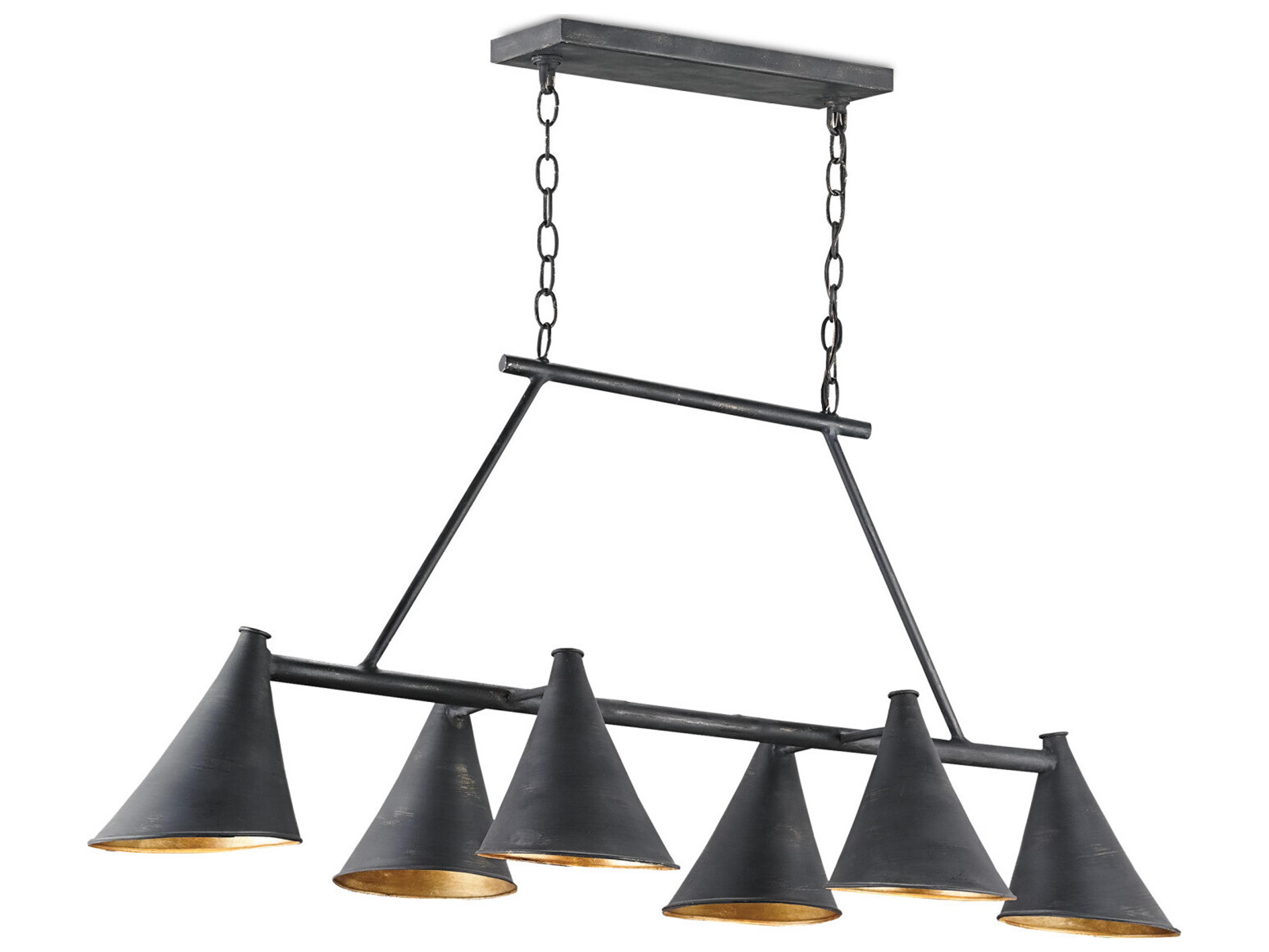 Currey & Company Culpepper 6-Light French Black contemporary Gold Leaf Island Pendant