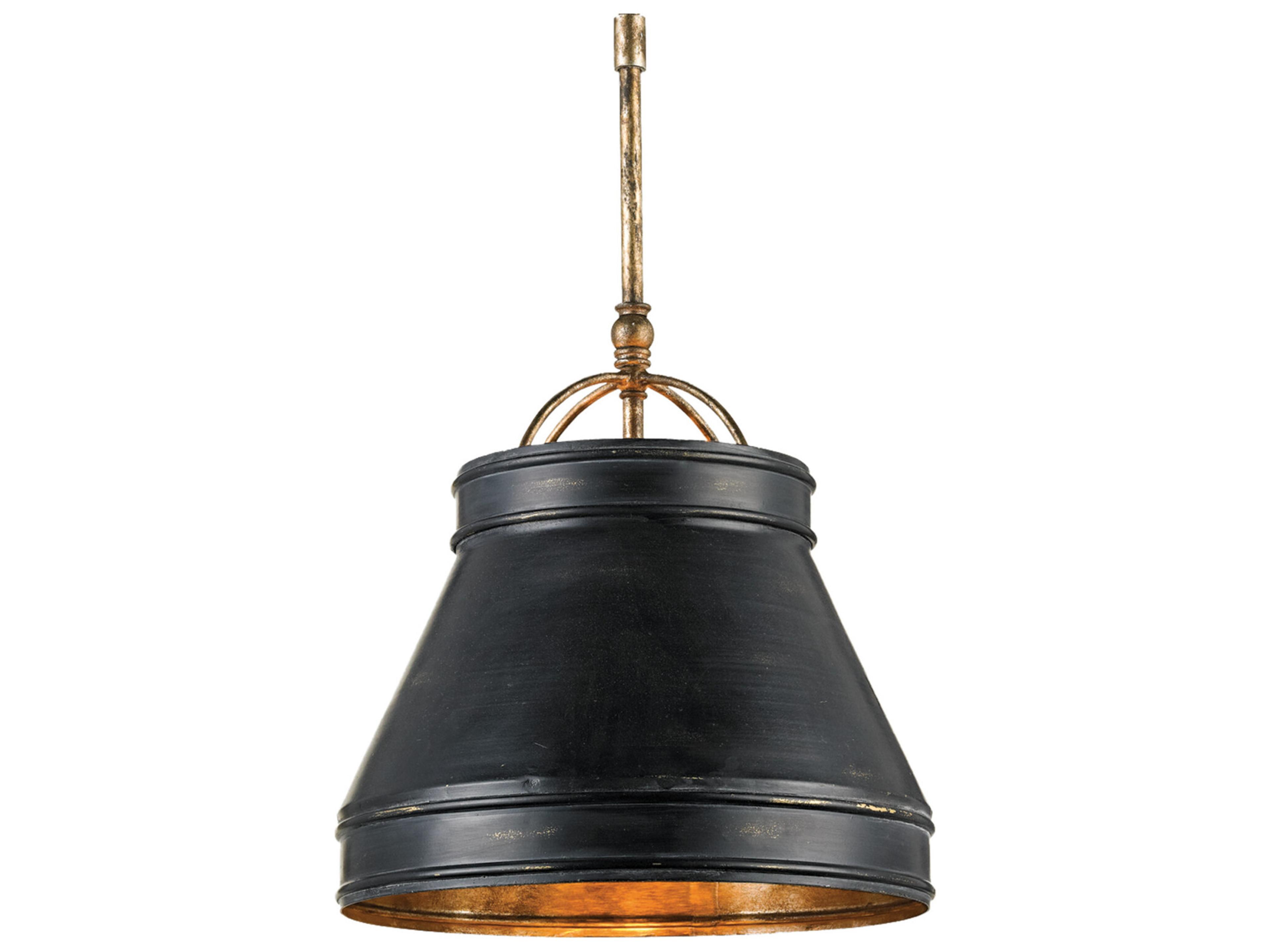 Currey & Company Lumley 1-Light French Black pyrite Bronze Bell Pendant