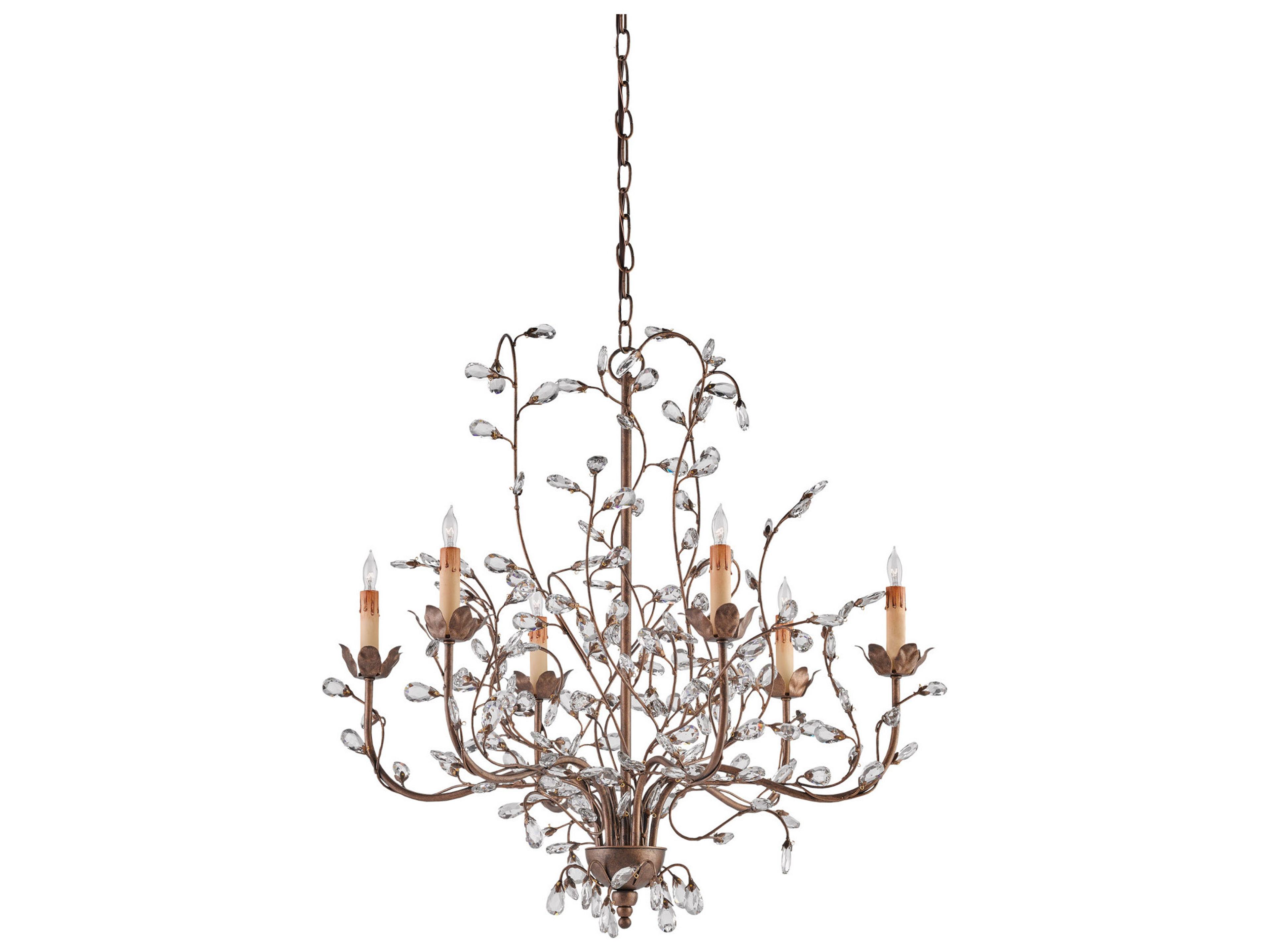 Currey & Company Crystal Bud 6-Light Cupertino Brown Candelabra Chandelier