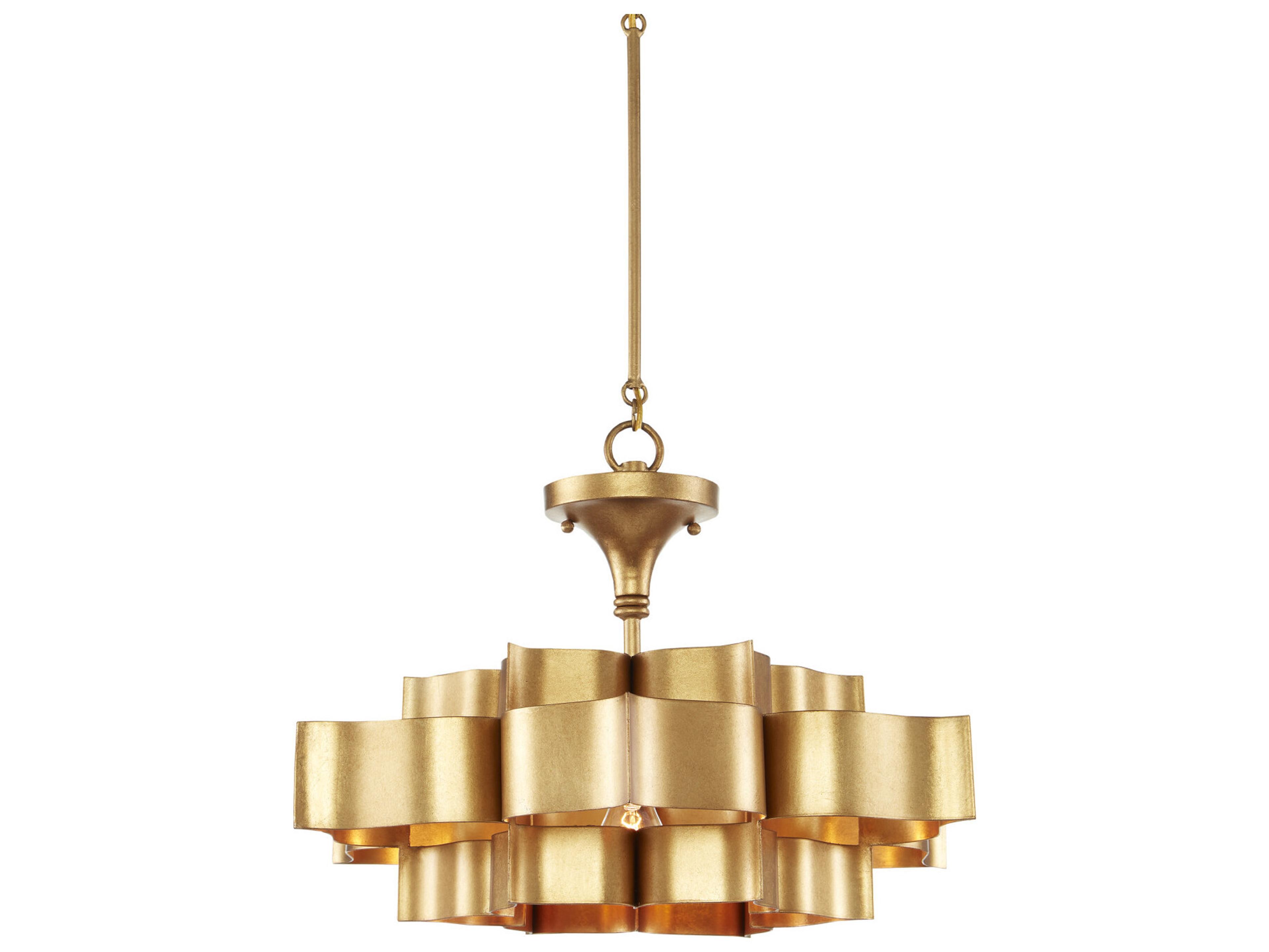 Currey & Company Grand Lotus 1-Light Antique Gold Leaf Pendant