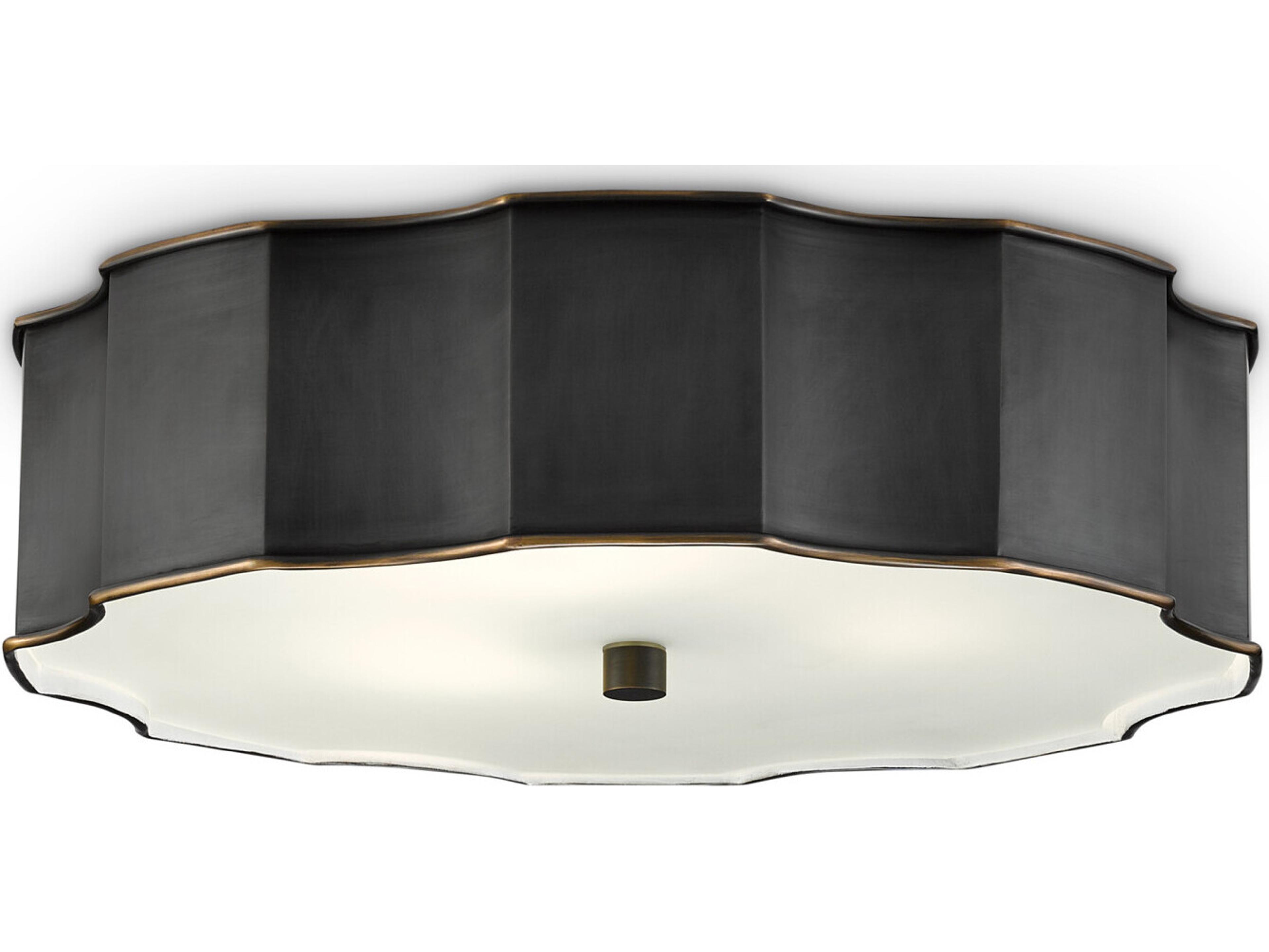 Currey & Company Wexford 3-Light Oil Rubbed Bronze Glass LED Geometric Flush Mount