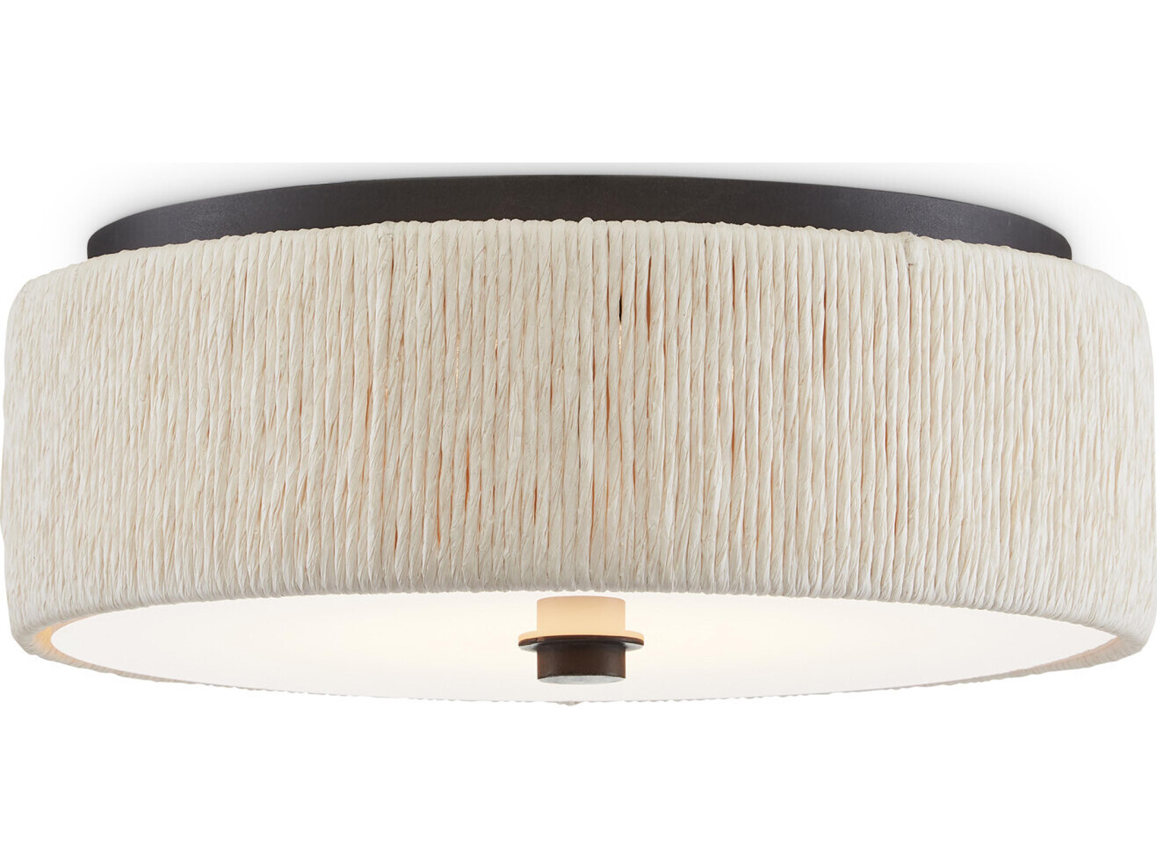 Tyrone 1-Light Natural Black Drum Flush Mount
