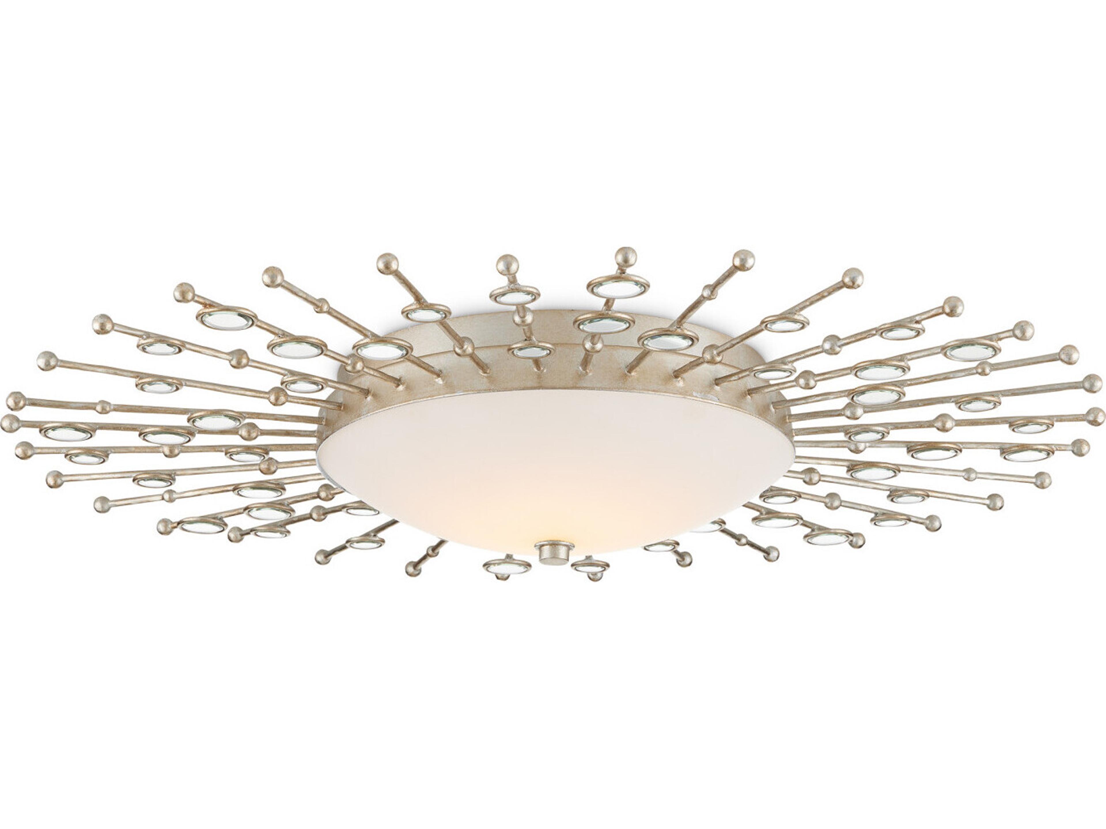 Currey & Company Planisphere 1-Light Silver Leaf Glass LED Flush Mount