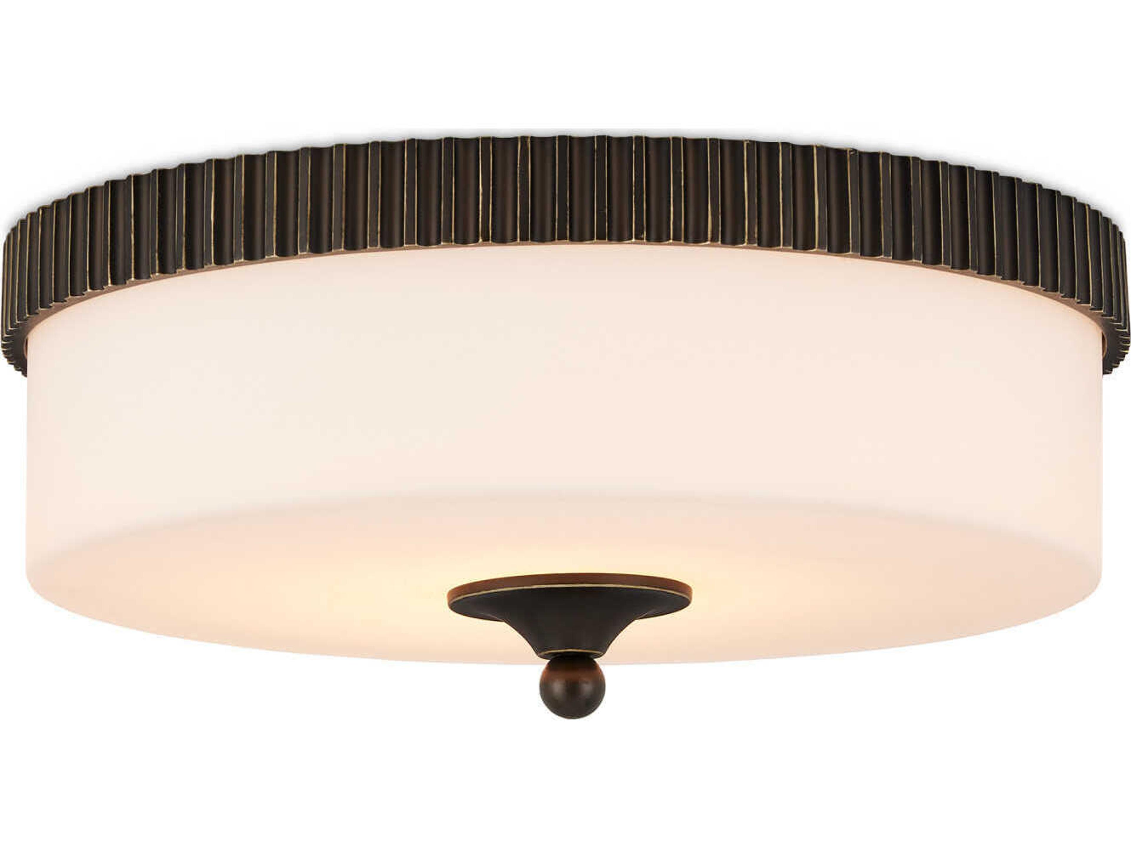 Bryce 1-Light Oil Rubbed Bronze White Drum Flush Mount