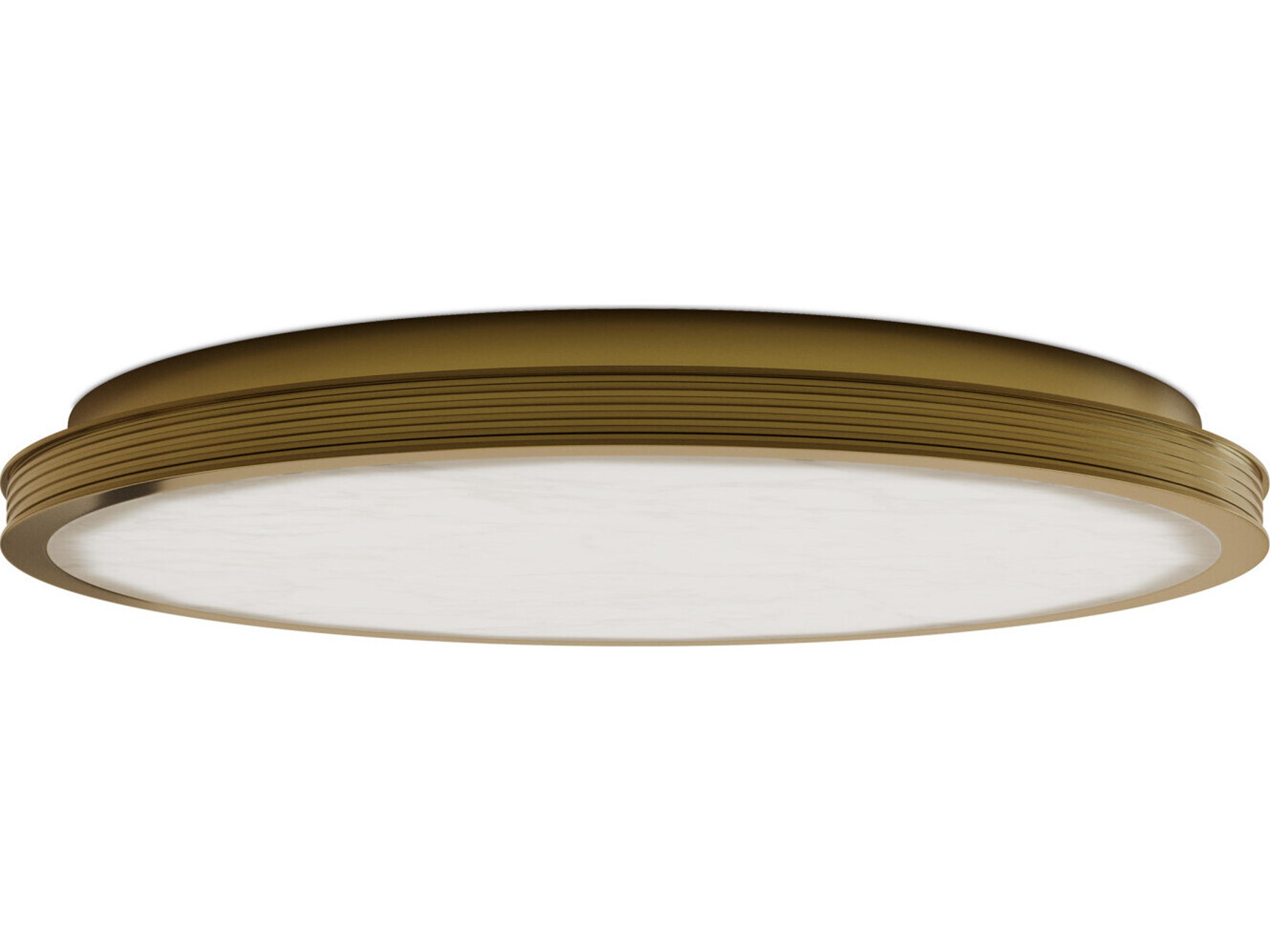 Currey & Company Aydan 1-Light Natural Polished Antique Brass Round Flush Mount