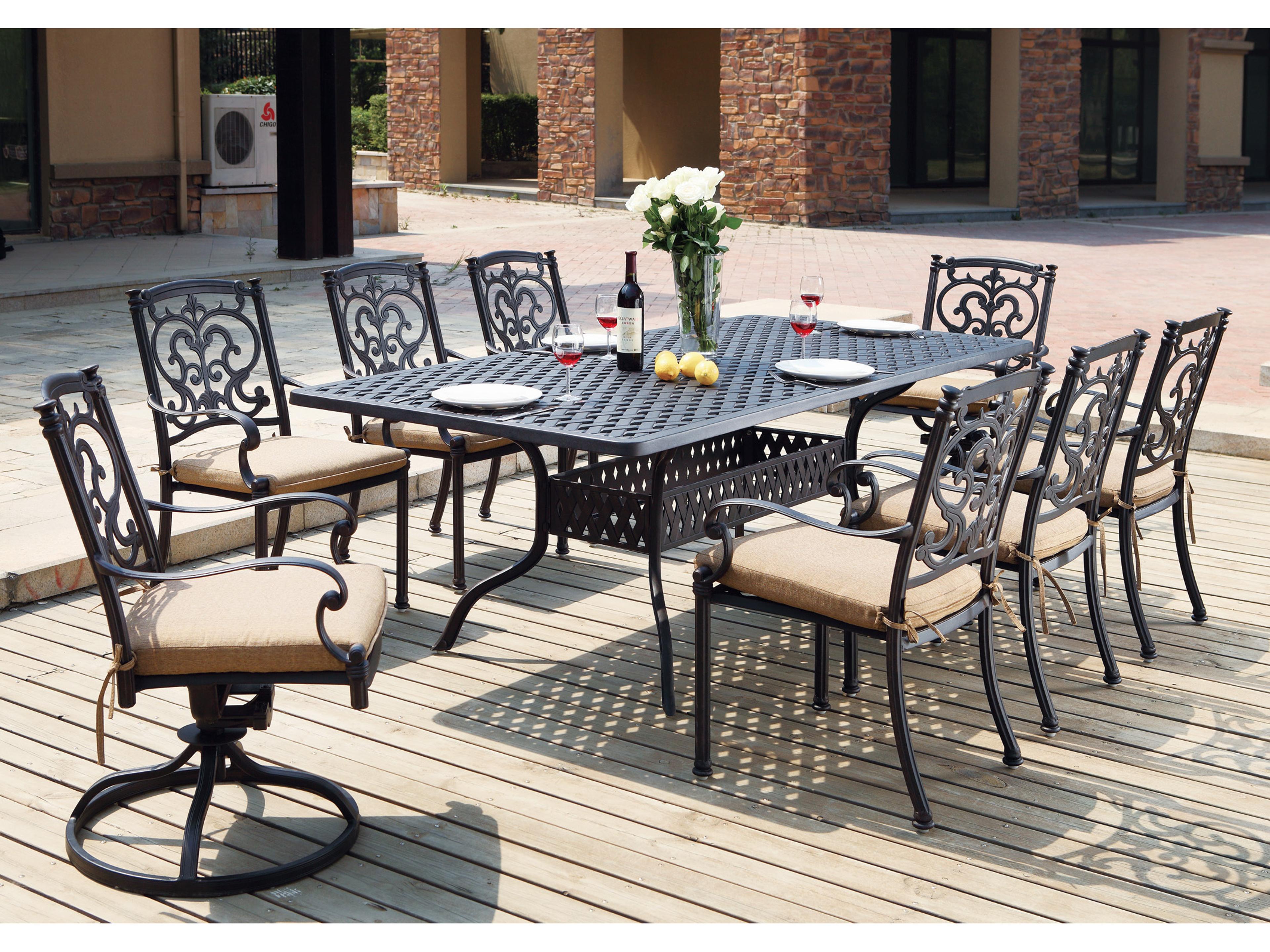Darlee Outdoor Living Santa Barbara Cast Aluminum 9-Piece Dining Set with Cushions and 42 x 92'' Rectangular Dining Table