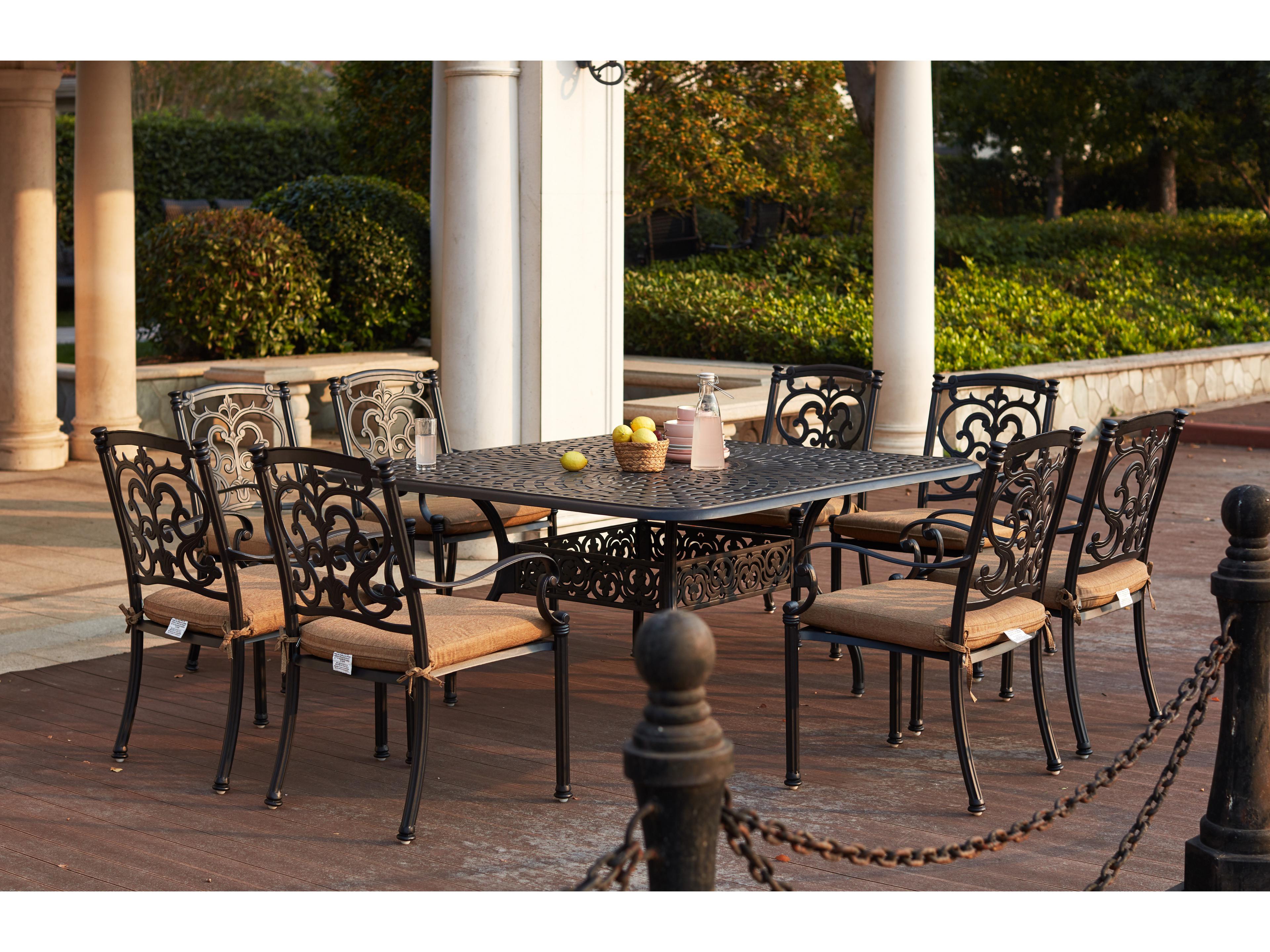 Darlee Outdoor Living Santa Barbara Cast Aluminum 9-Piece Dining Set with Cushions and 60'' Square Dining Table