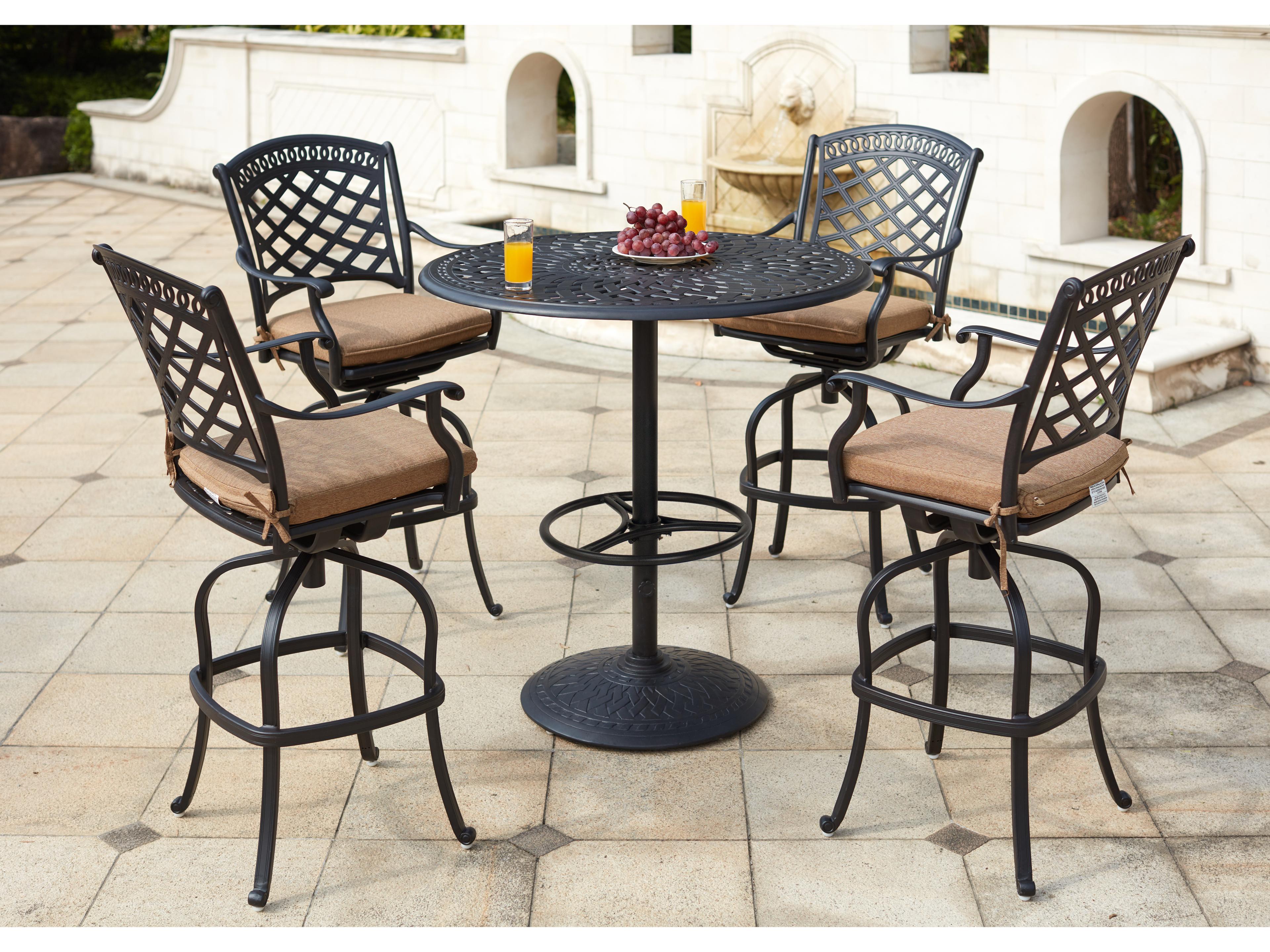 Darlee Outdoor Living Sedona Cast Aluminum 5-Piece Bar Set with Cushions and 42'' Round Pedestal Bar Table