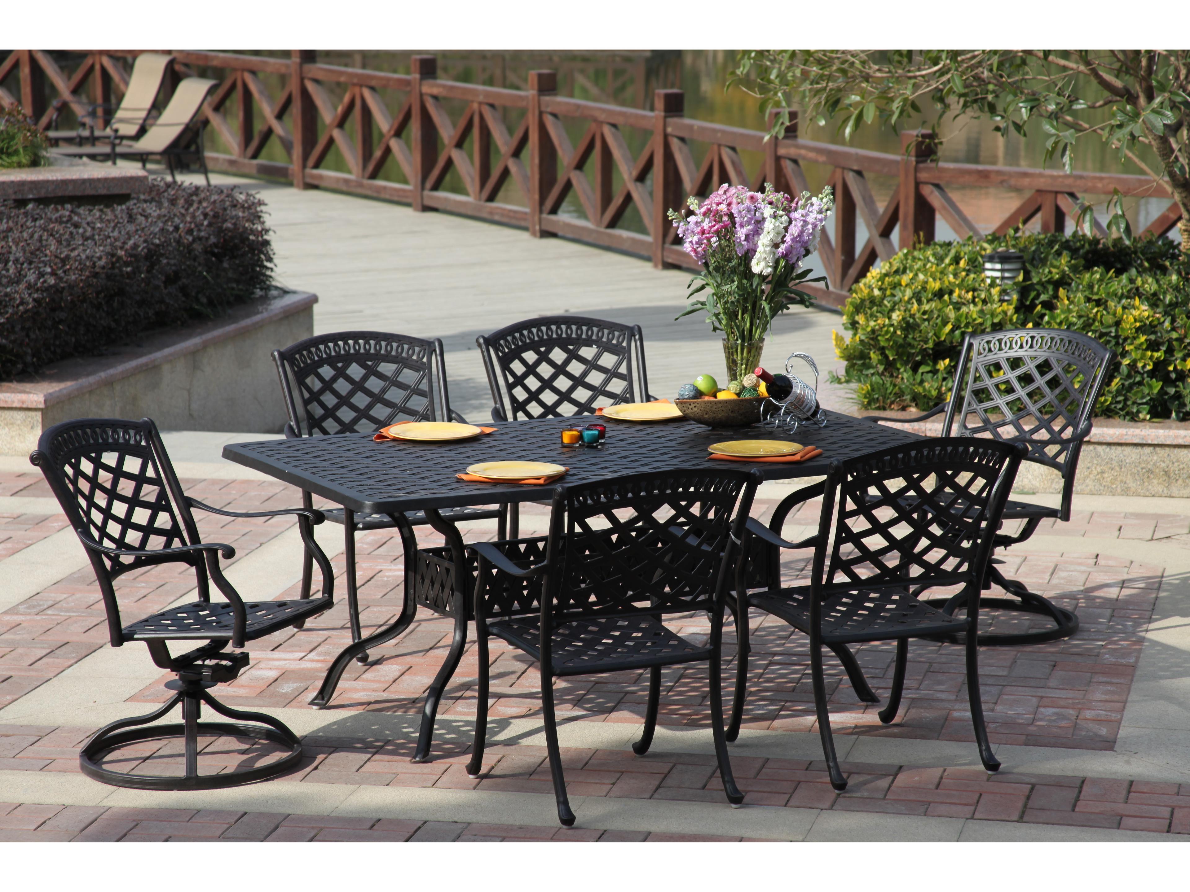 Darlee Outdoor Living Sedona Cast Aluminum 7-Piece Dining Set with Cushions and 42 x 72'' Rectangular Dining Table