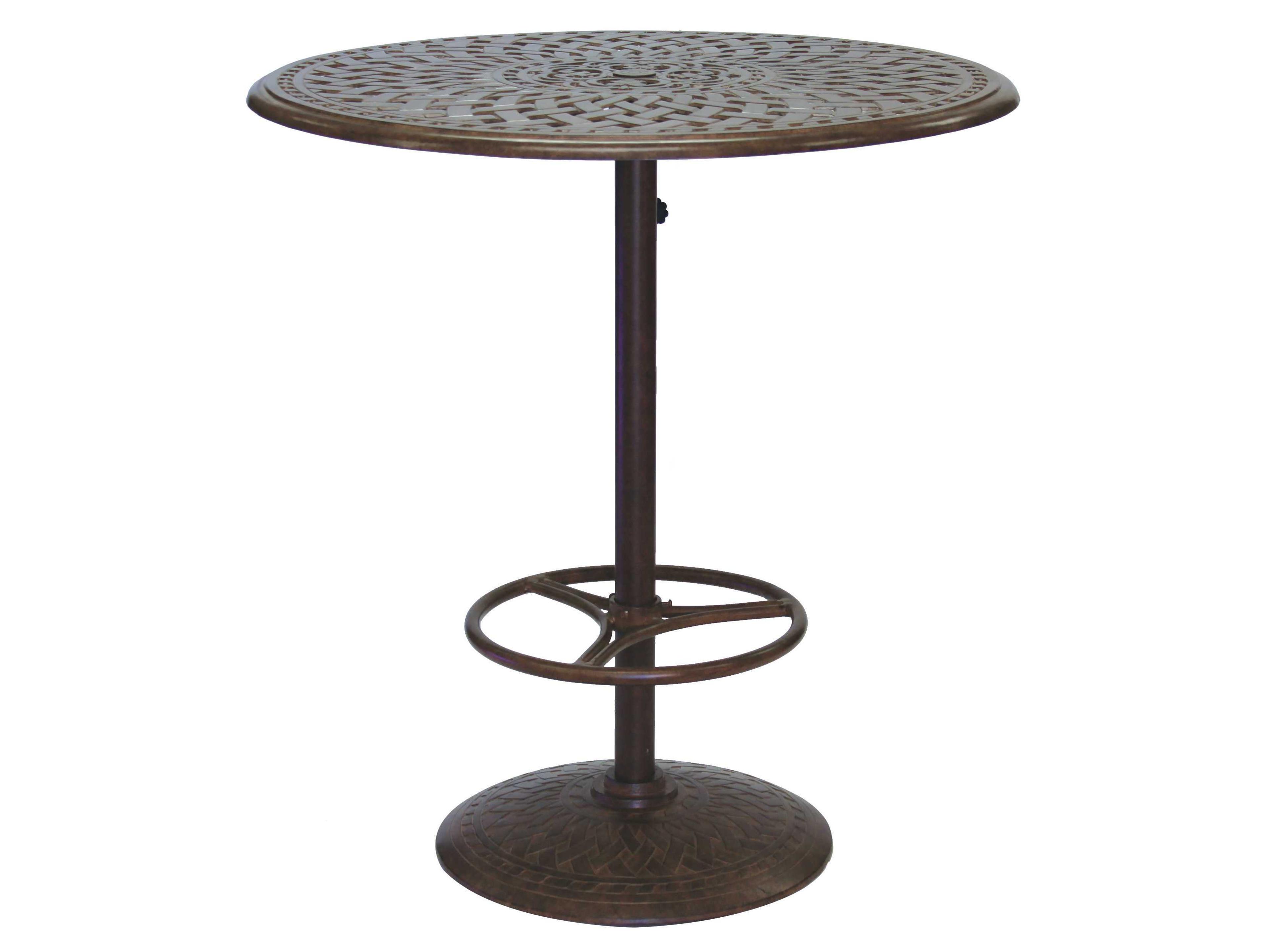 Darlee Outdoor Living Series Cast Aluminum Round Umbrella Hole Bar Table
