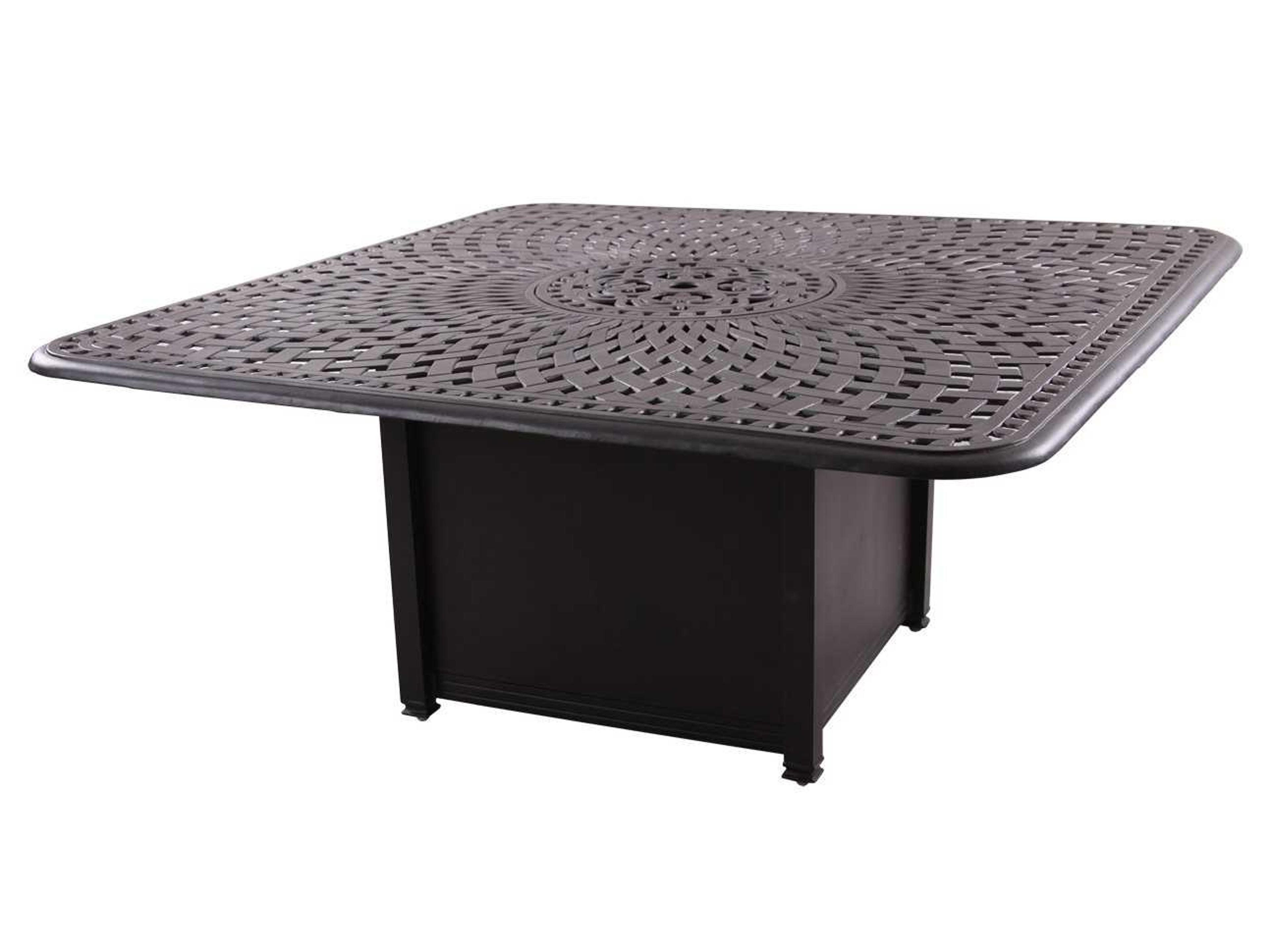 Darlee Outdoor Living Series Antique Bronze Cast Aluminum Square Dining Height Propane Fire Pit Table