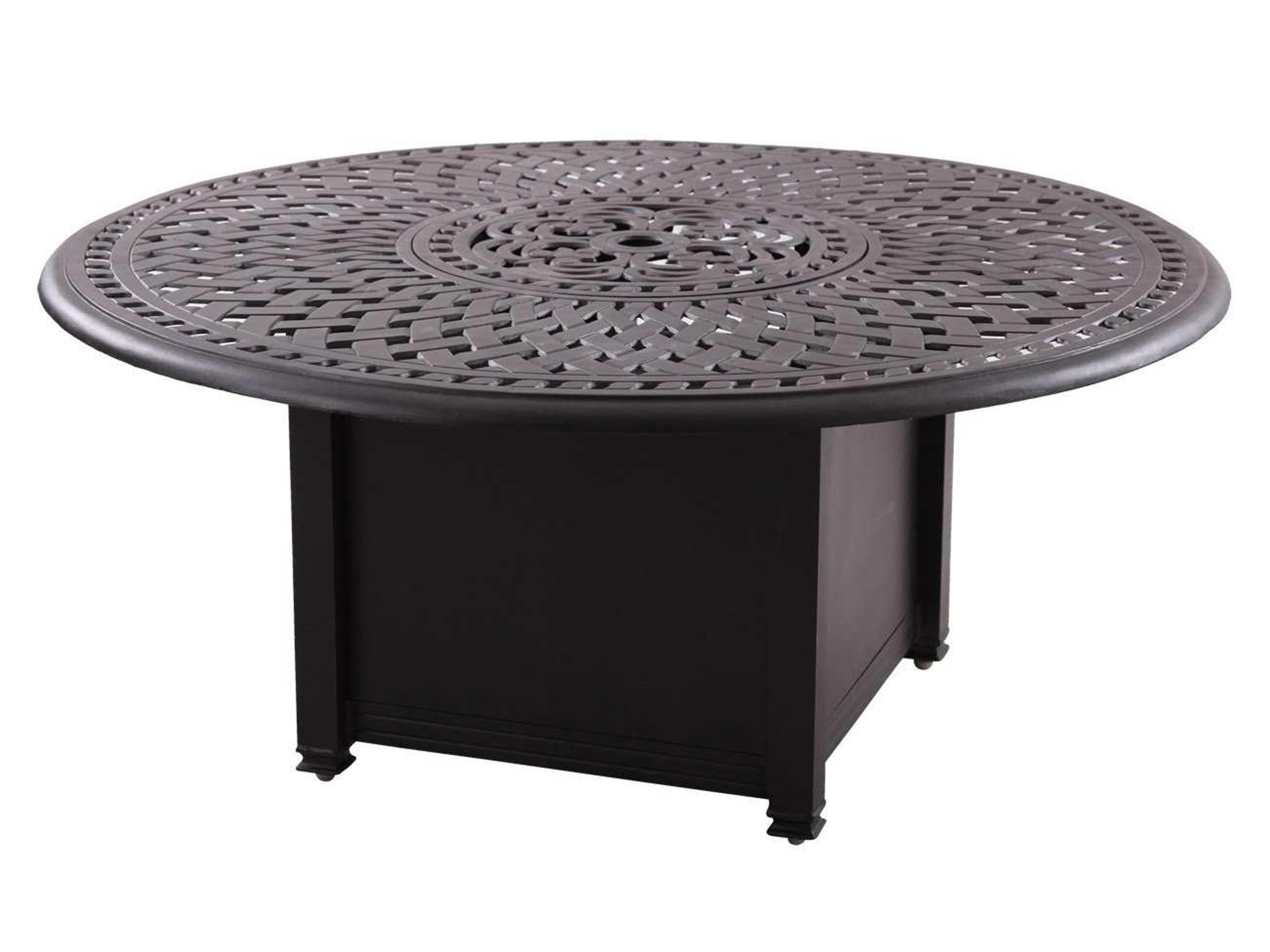 Darlee Outdoor Living Series Antique Bronze Cast Aluminum Round Propane Fire Pit Chat Table