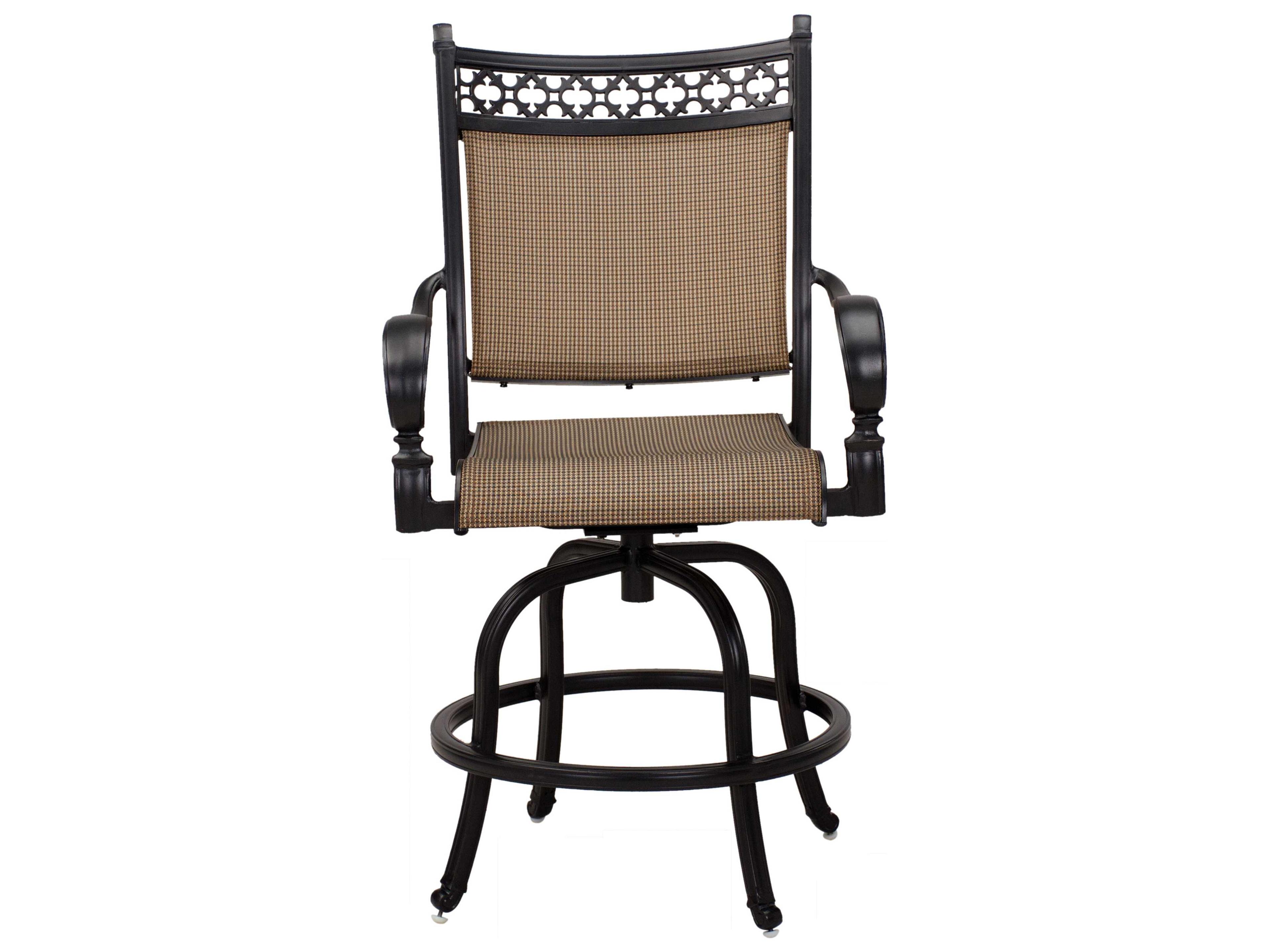 Darlee Outdoor Living Mountain View Cast Aluminum Sling Counter Height Swivel Stool in Antique Bronze