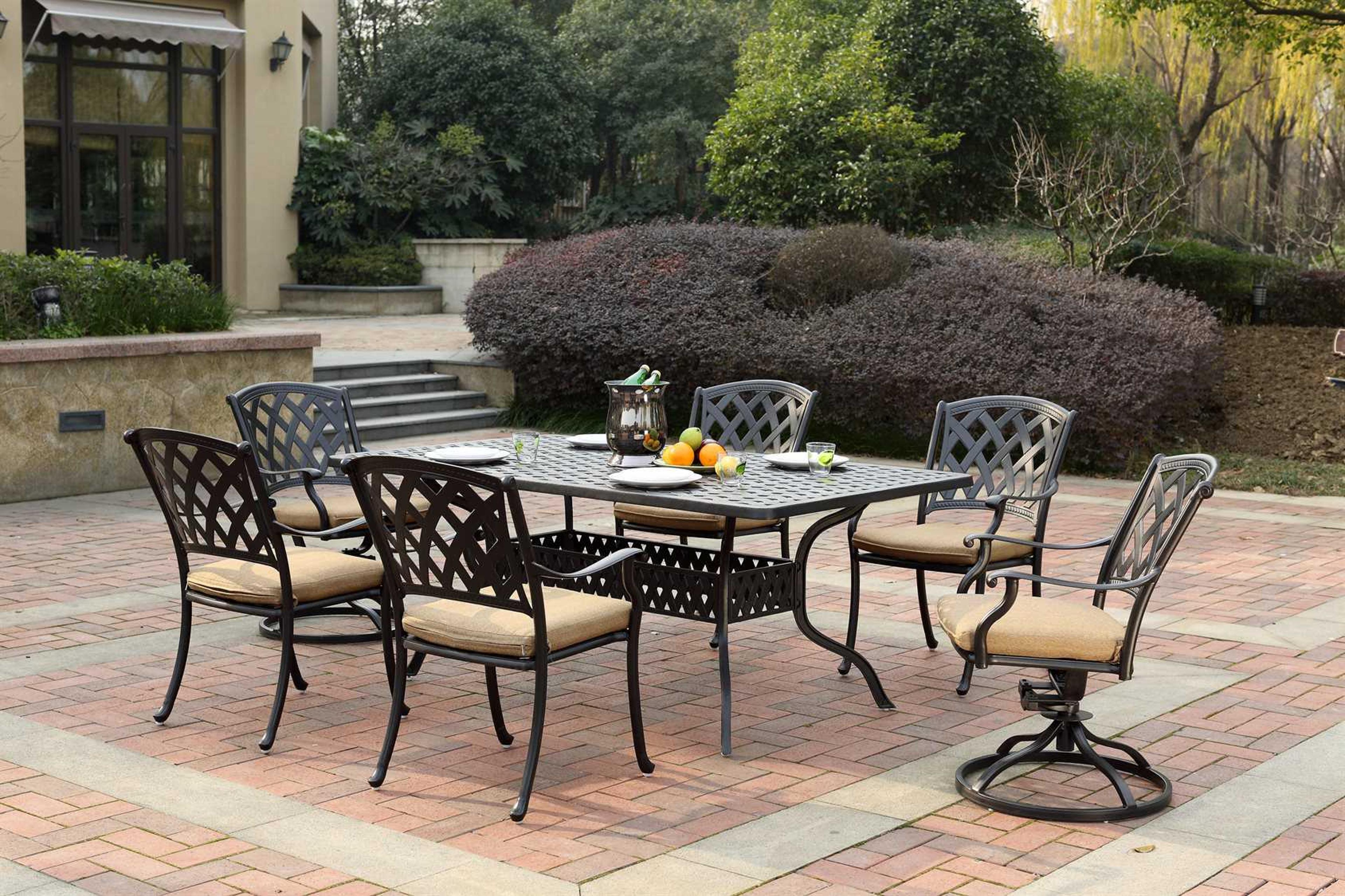 Darlee Ocean View Antique Bronze Cast Aluminum Outdoor Dining Set