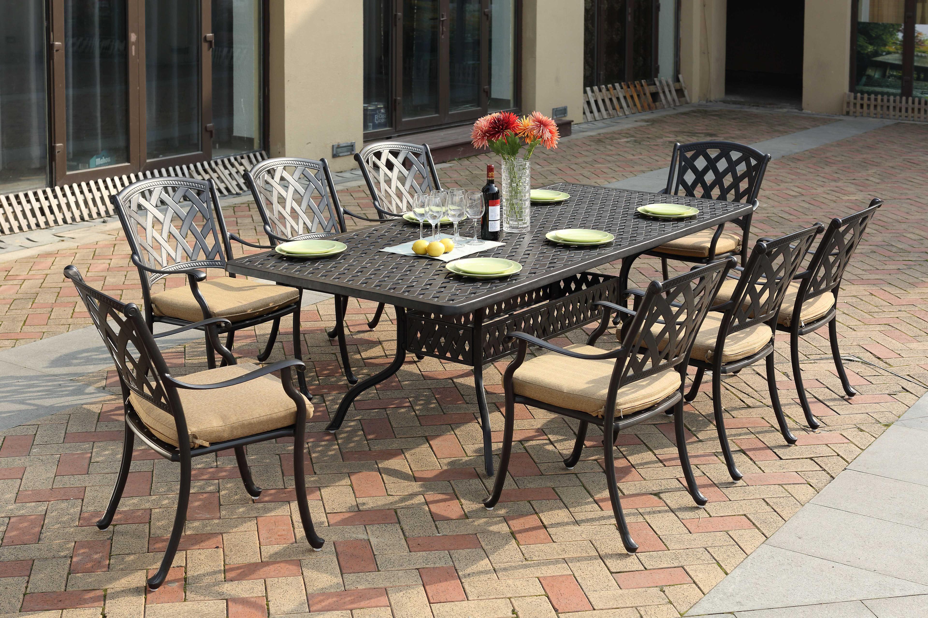 Darlee Ocean View Antique Bronze Cast Aluminum Outdoor Patio Dining Set
