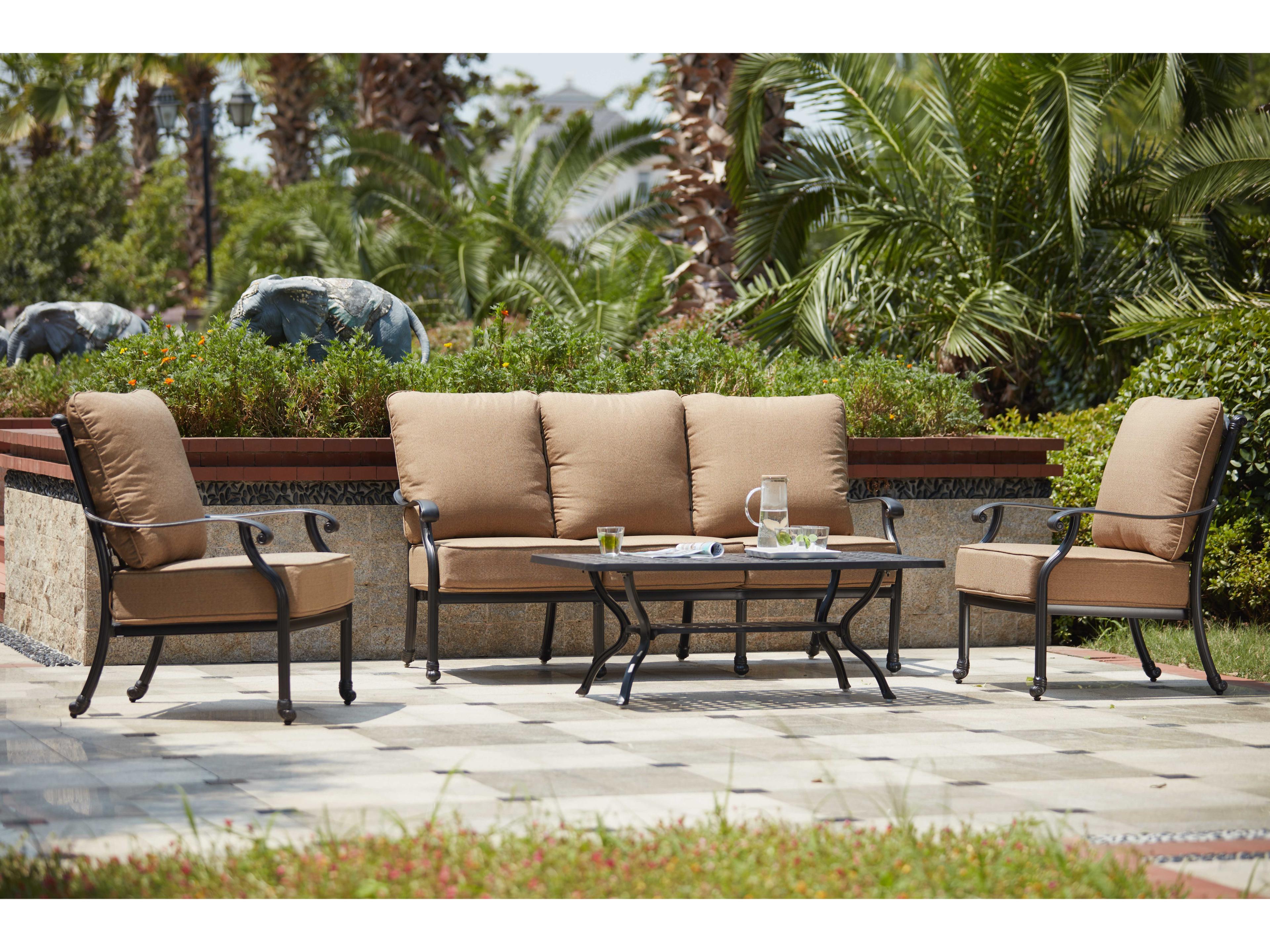 Darlee Outdoor Living Madison Cast Aluminum 4- Piece Deep Seating Set with 48 x 26 Coffee Table in Antique Bronze