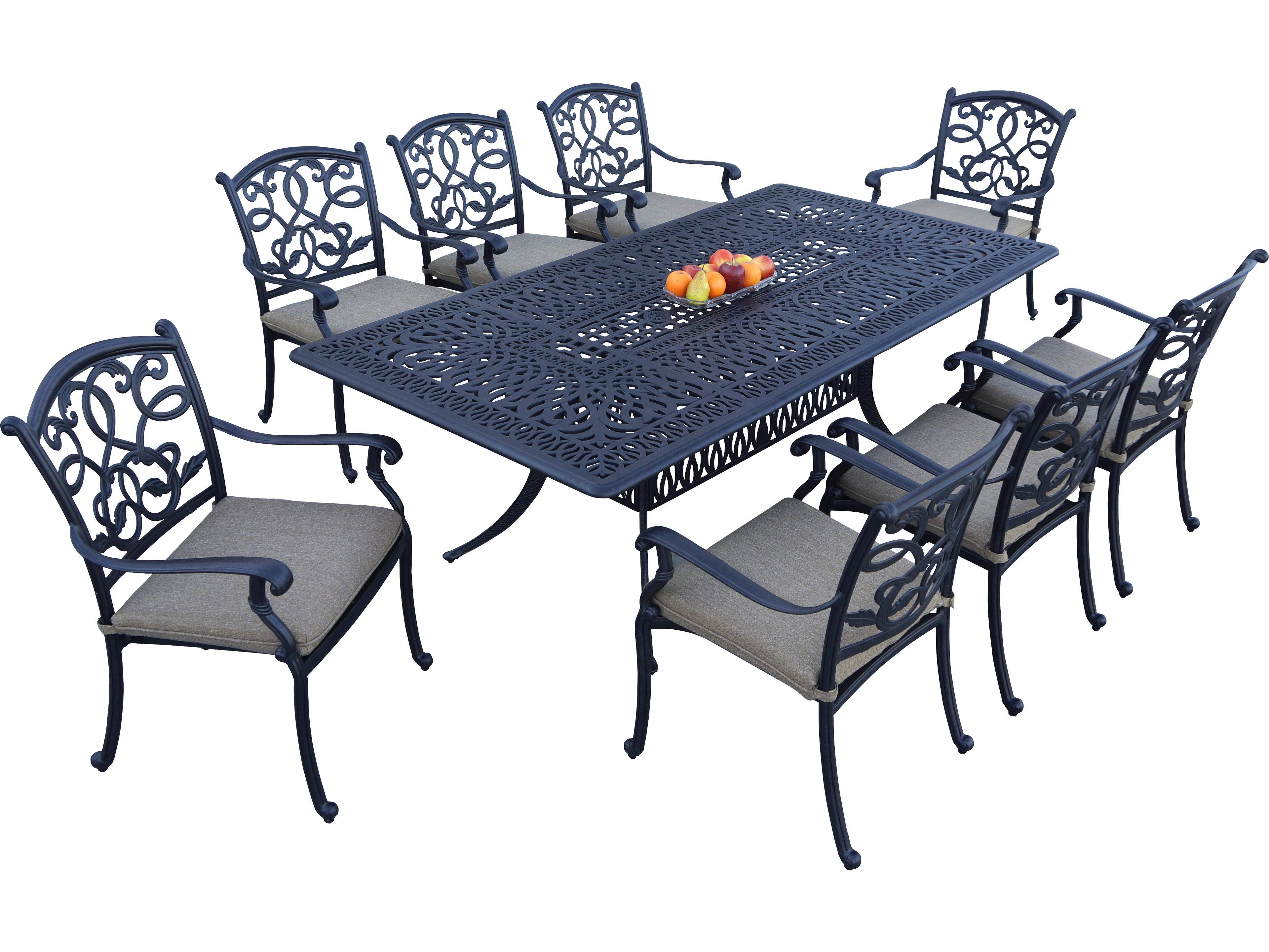 Darlee Outdoor Living Santa Monica Cast Aluminum 9-Piece Dining Set with Cushions and 44 x 84'' Rectangular Dining Table