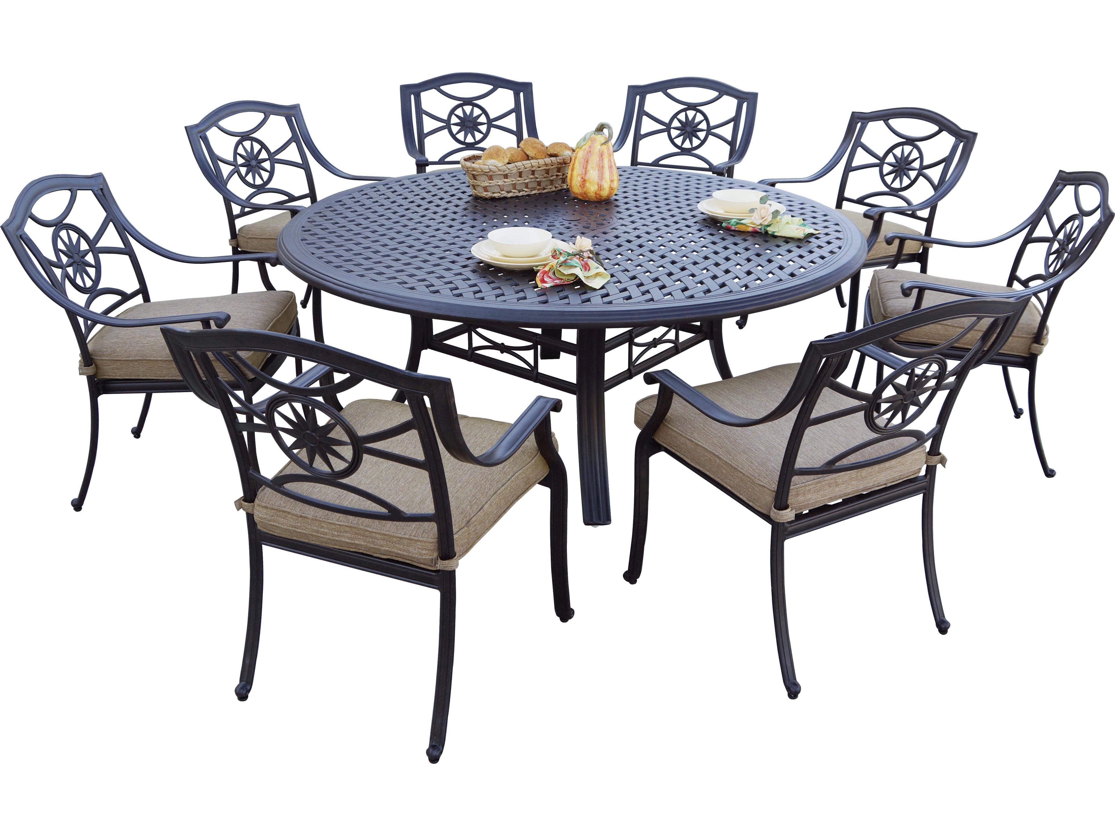 Darlee Outdoor Living Ten Star Cast Aluminum 9-Piece Dining Set with Cushions and 71'' Round Dining Table
