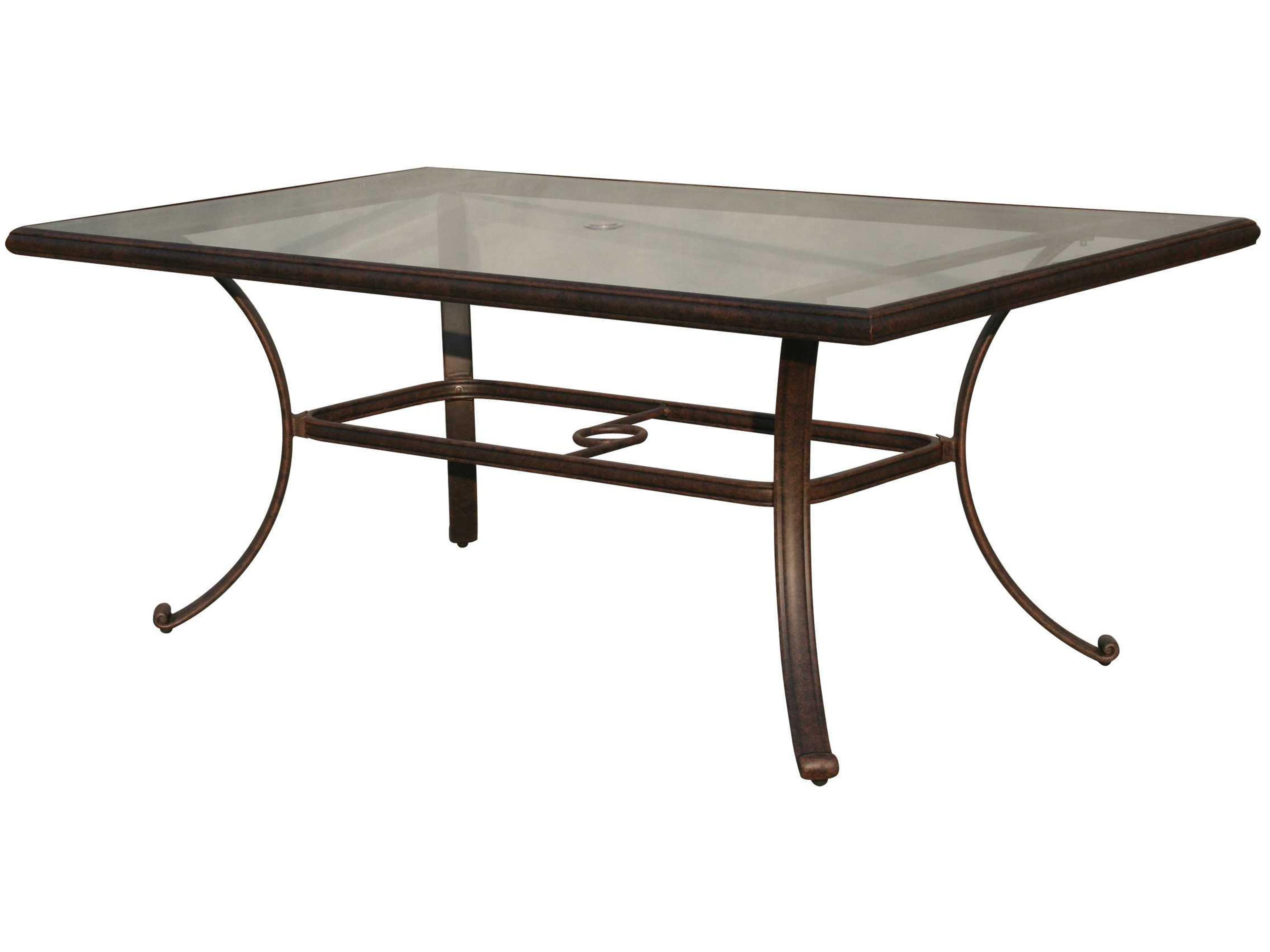 Darlee Outdoor Living Glass Top Cast Aluminum Antique Bronze Rectangular Dining Table