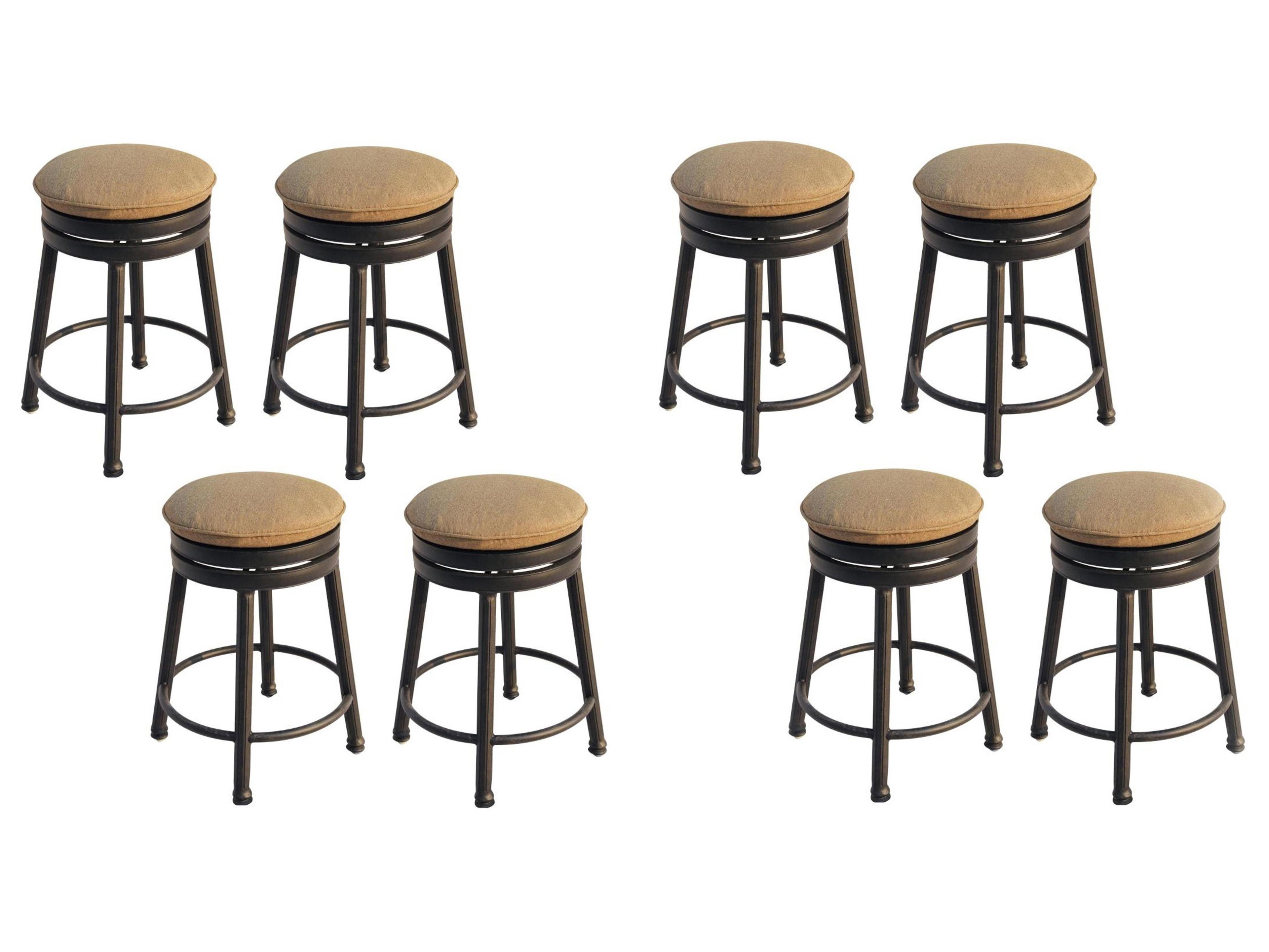 Darlee Outdoor Living Backless Cast Aluminum Round Swivel Bar Stool with Seat Cushion Set of 8
