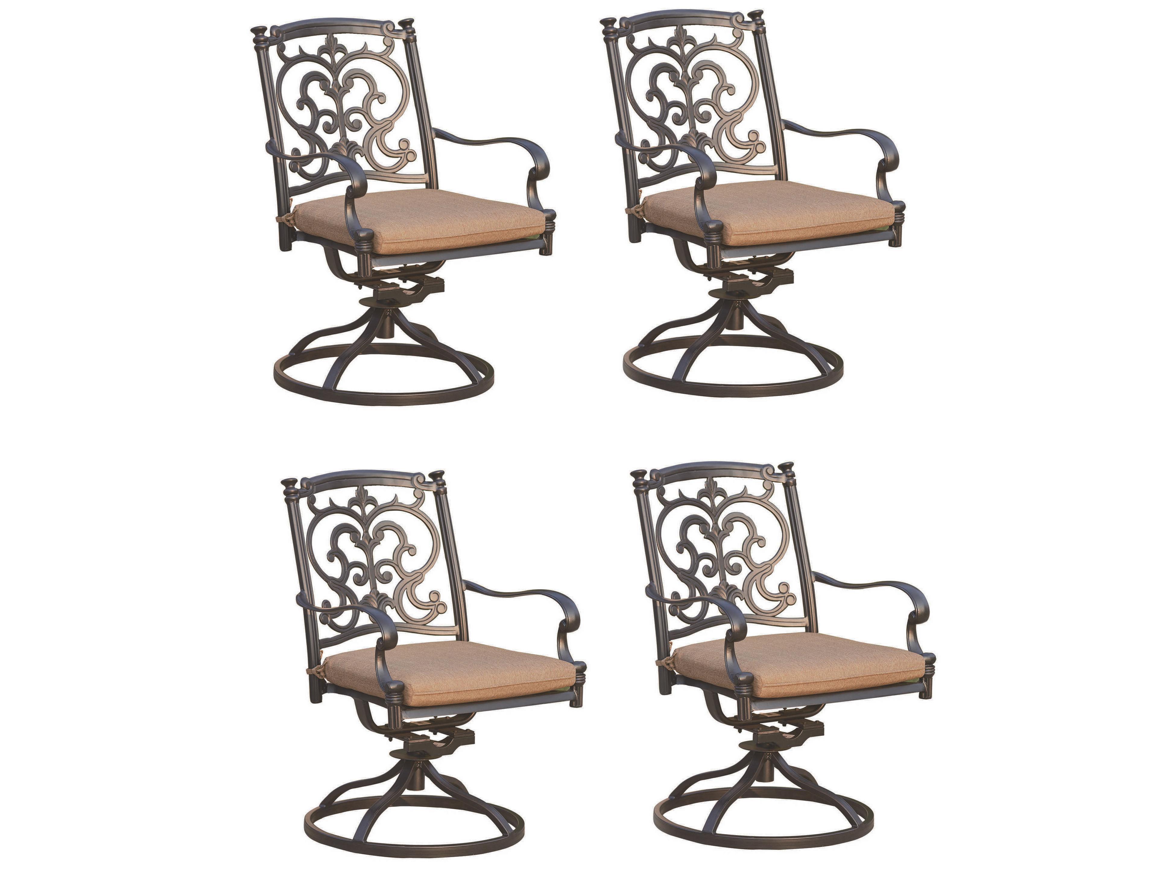 Darlee Outdoor Living Santa Barbara Cast Aluminum Antique Bronze Swivel Rocker Dining Arm Chair Set of 4