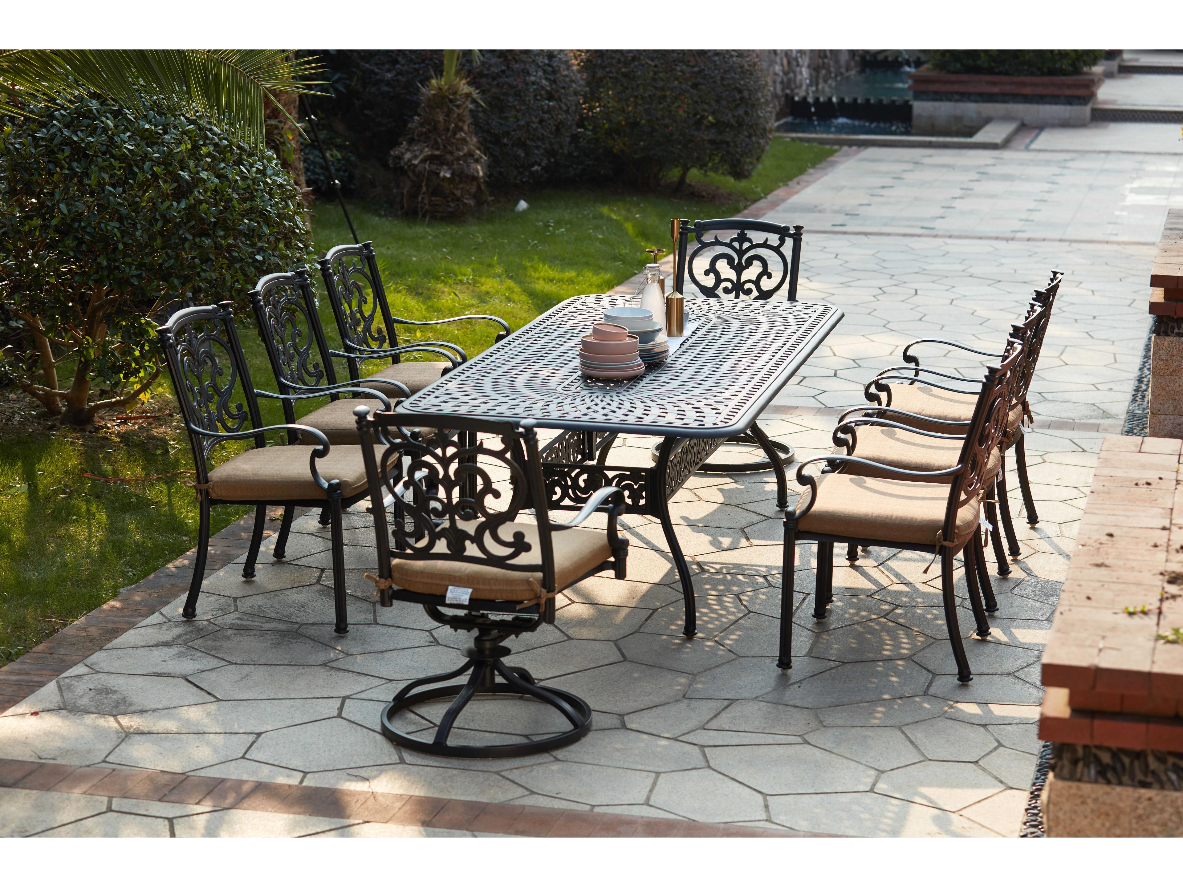 Darlee Outdoor Living Santa Barbara Cast Aluminum Antique Bronze 9 Piece Dining Set