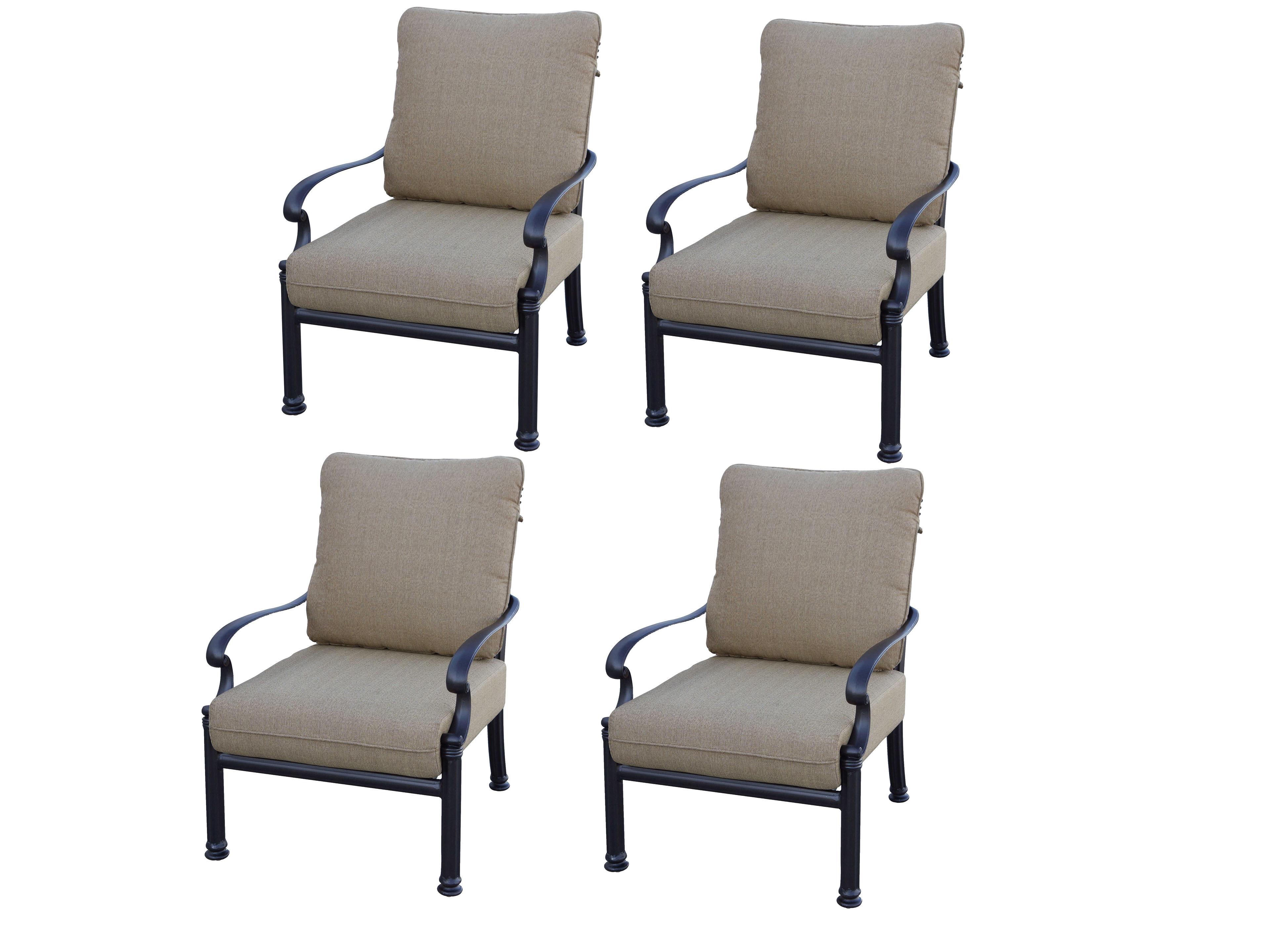 Darlee Outdoor Living Santa Barbara Cast Aluminum Antique Bronze Lounge Chair Set of 4