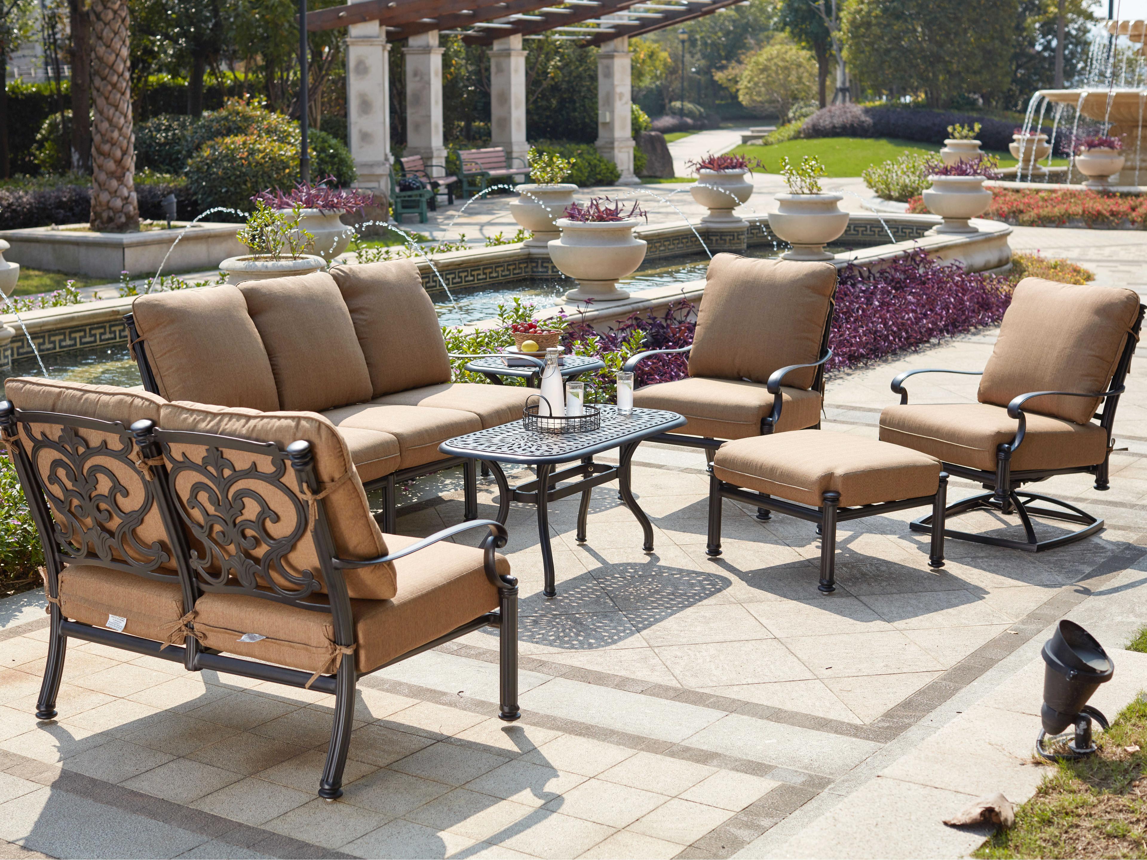 Darlee Outdoor Living Santa Barbara Cast Aluminum Antique Bronze 7 Piece Lounge Set