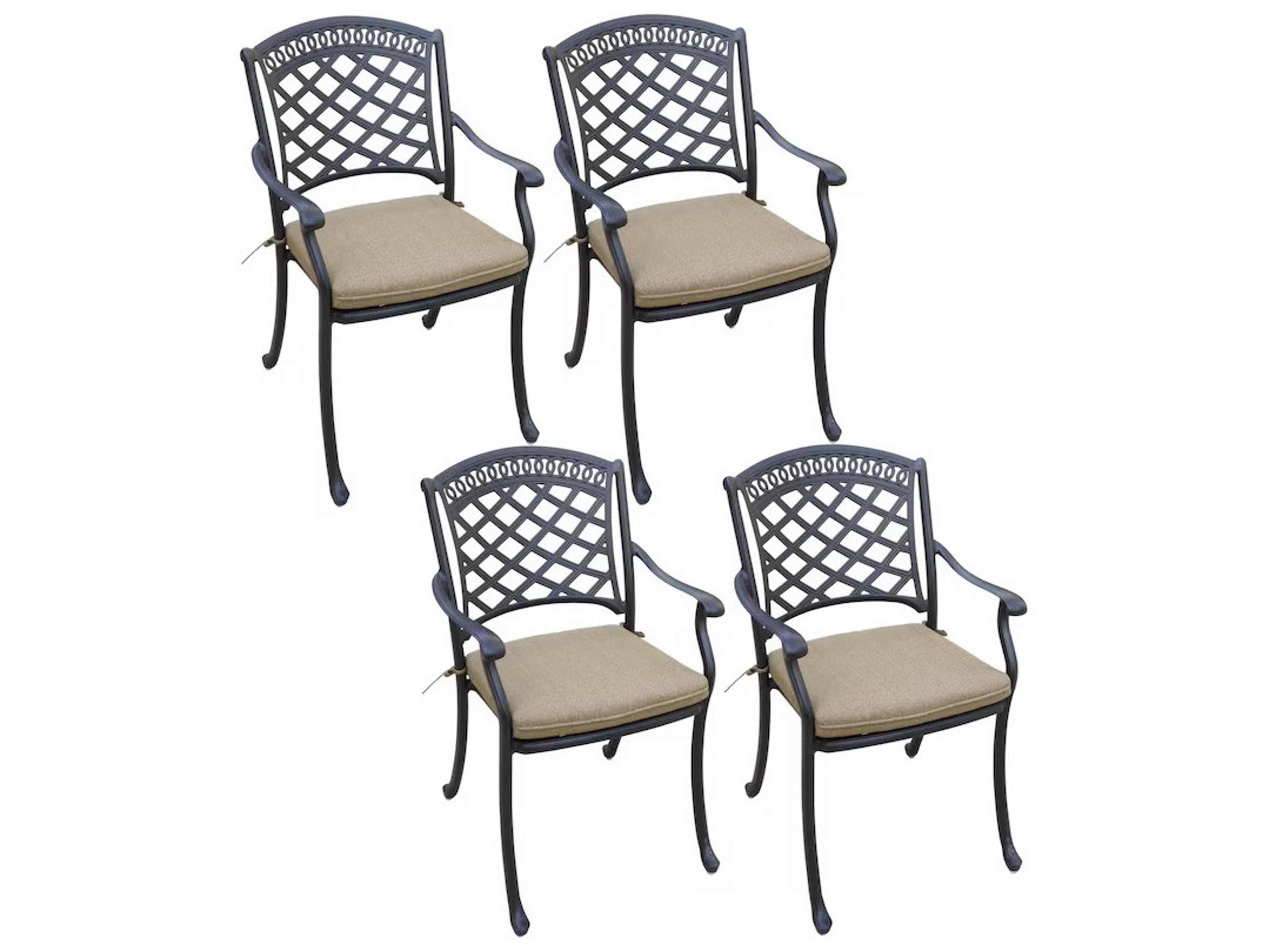 Darlee Outdoor Living Sedona Cast Aluminum Dining Chair with Cushion Set of 4