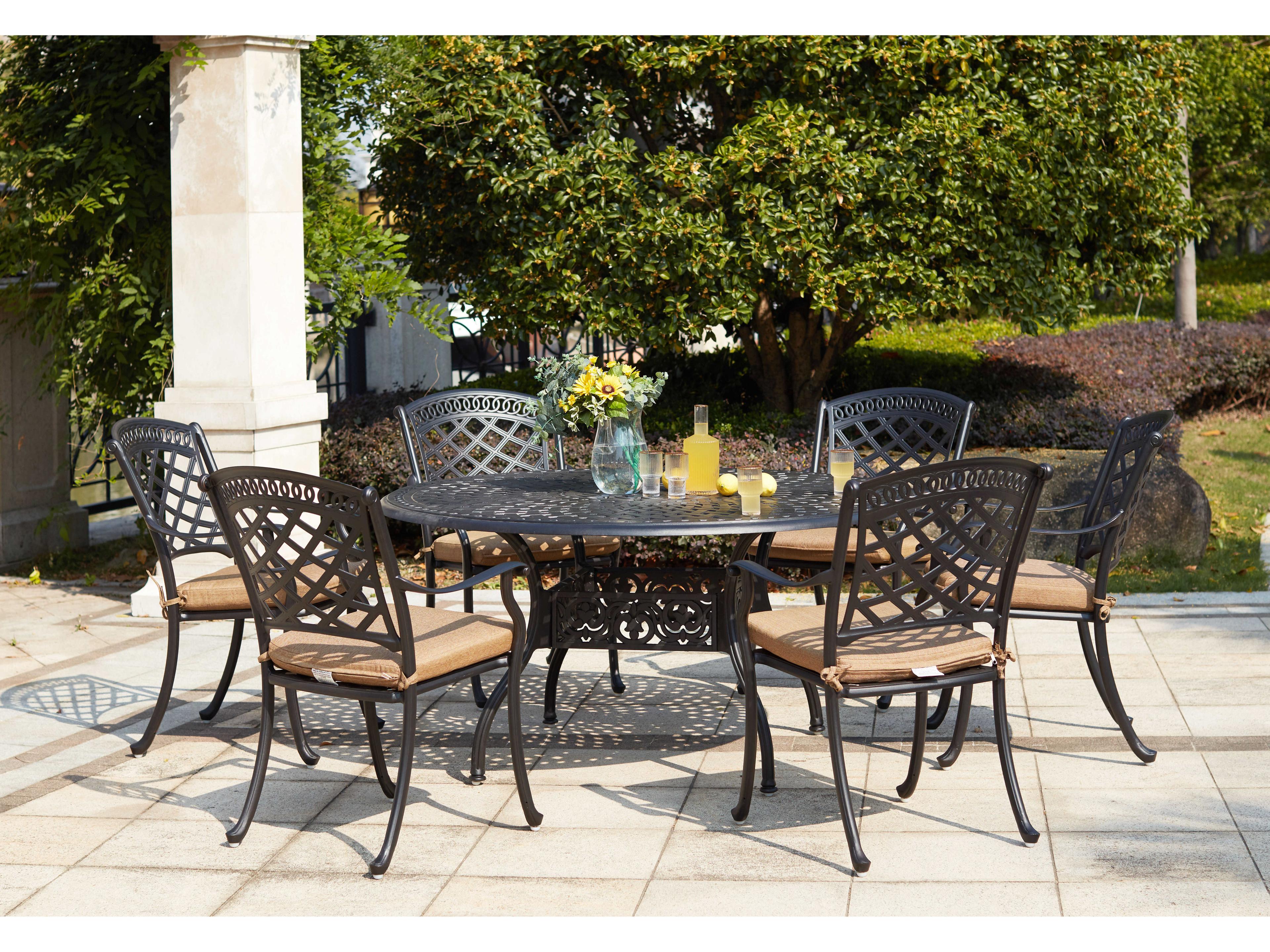 Darlee Outdoor Living Sedona Cast Aluminum Antique Bronze 7 Piece Dining Set