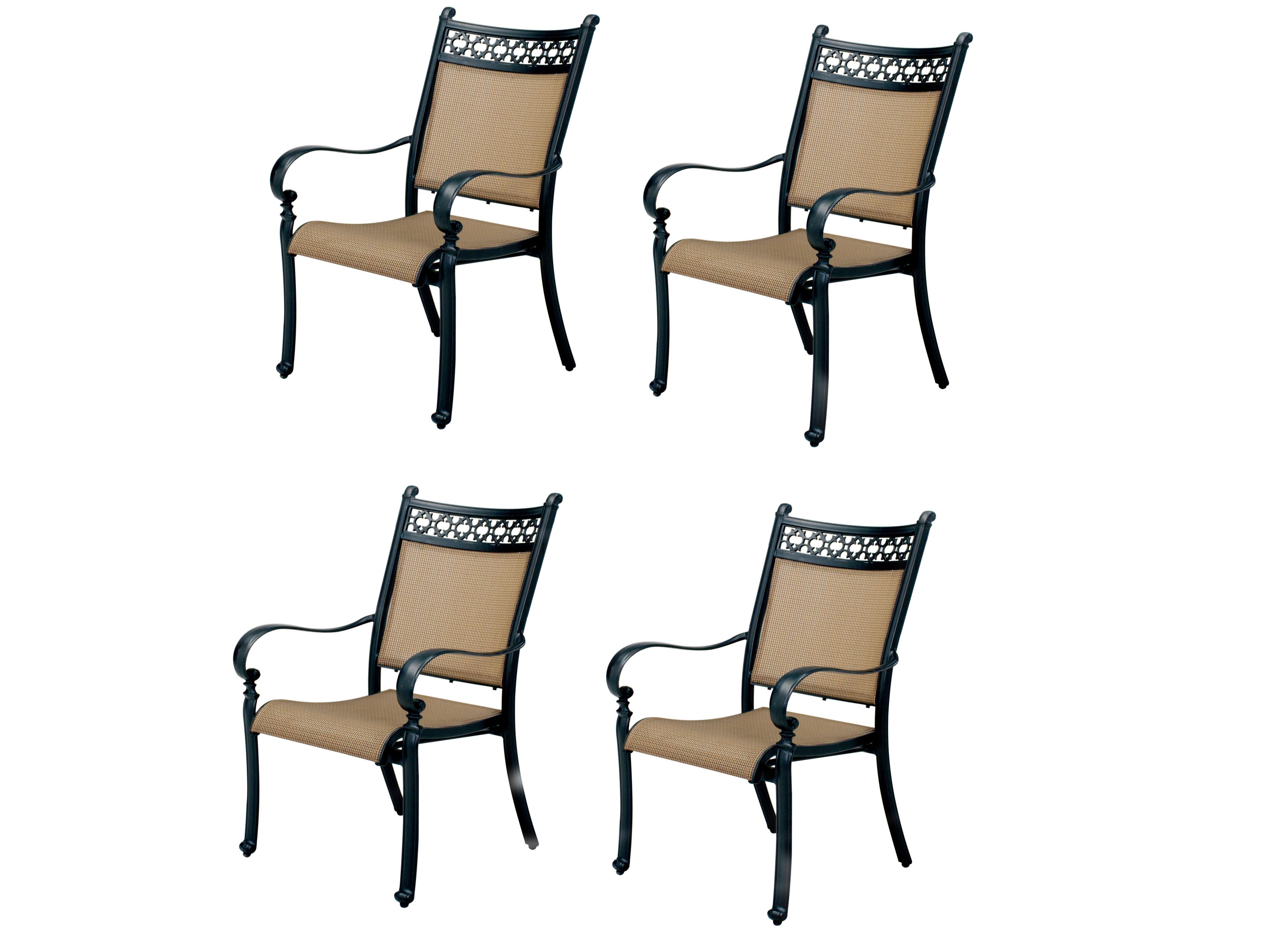 Darlee Outdoor Living Mountain View Sling Cast Aluminum Antique Bronze Dining Arm Chair Set of 4