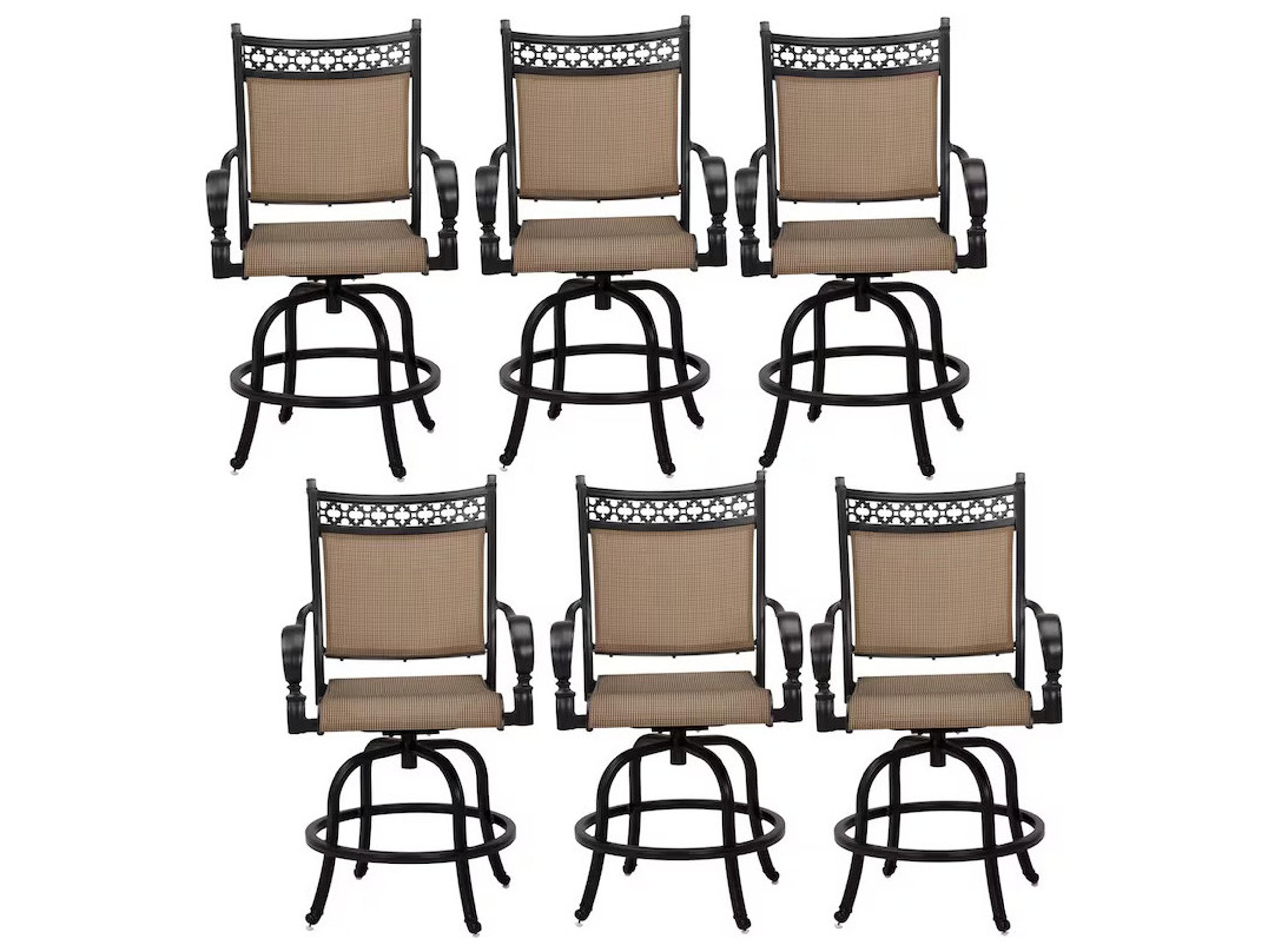 Darlee Outdoor Living Mountain View Sling Cast Aluminum Antique Bronze Swivel Bar Stool Set of 6