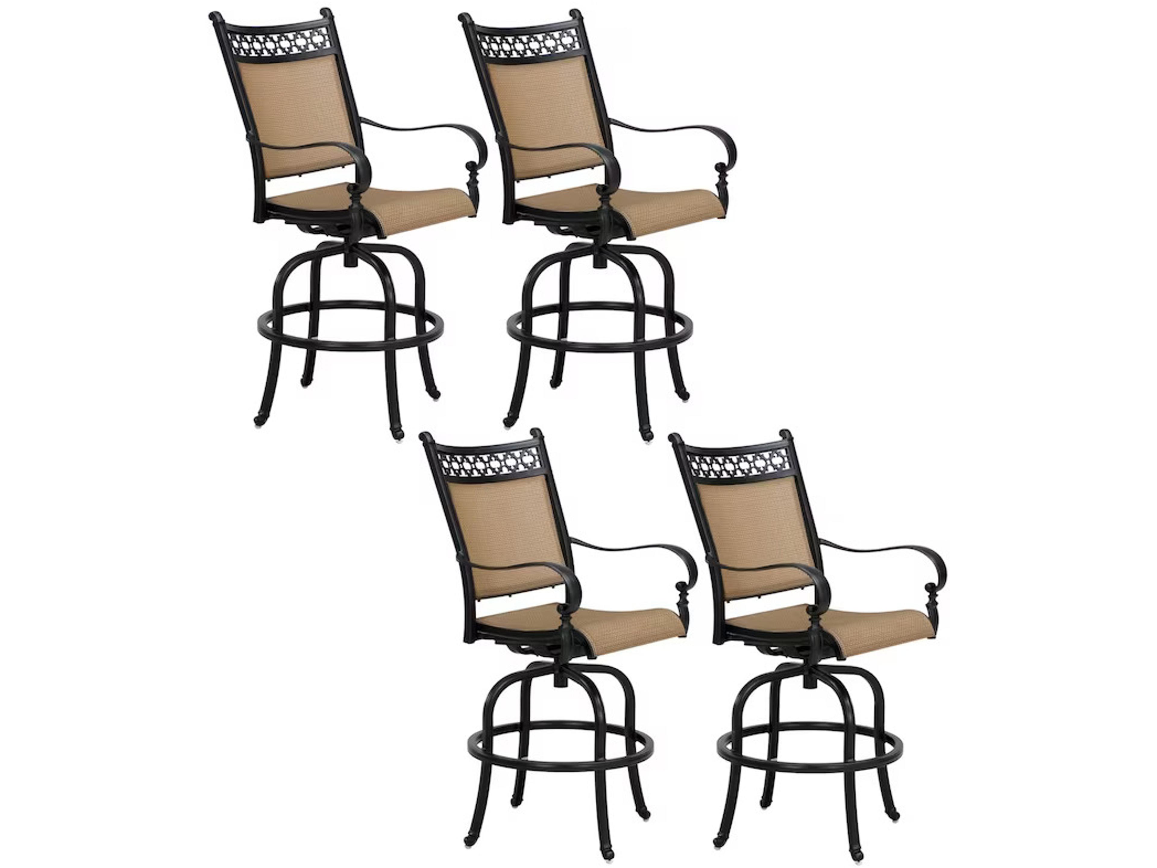 Darlee Outdoor Living Mountain View Sling Cast Aluminum Antique Bronze Swivel Counter Height Stool Set of 4