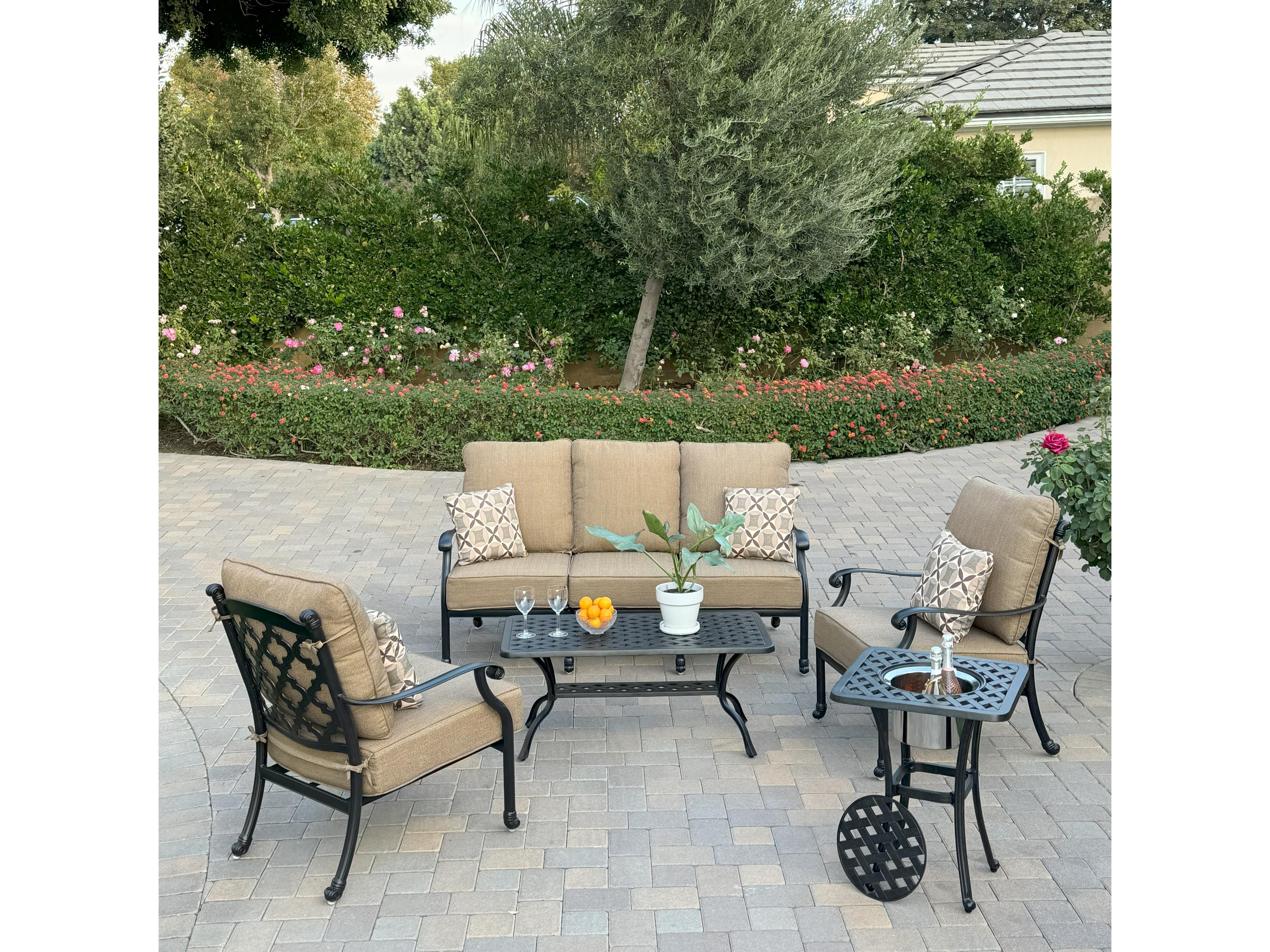 Darlee Outdoor Living Madison Cast Aluminum 5-Piece Patio Conversation Set