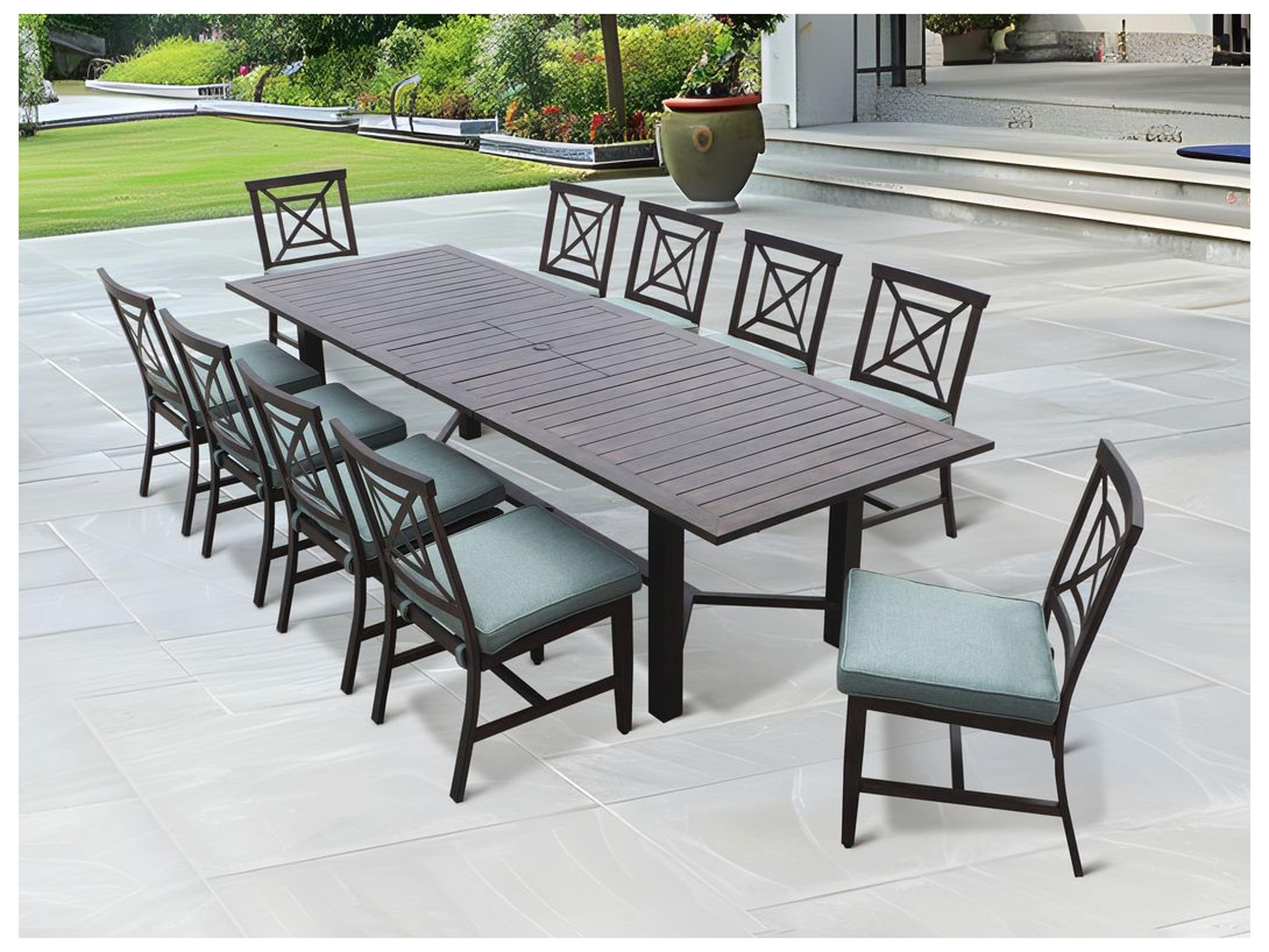 Darlee Outdoor Living Atlantis Walnut Aluminum Dining Set in Spa