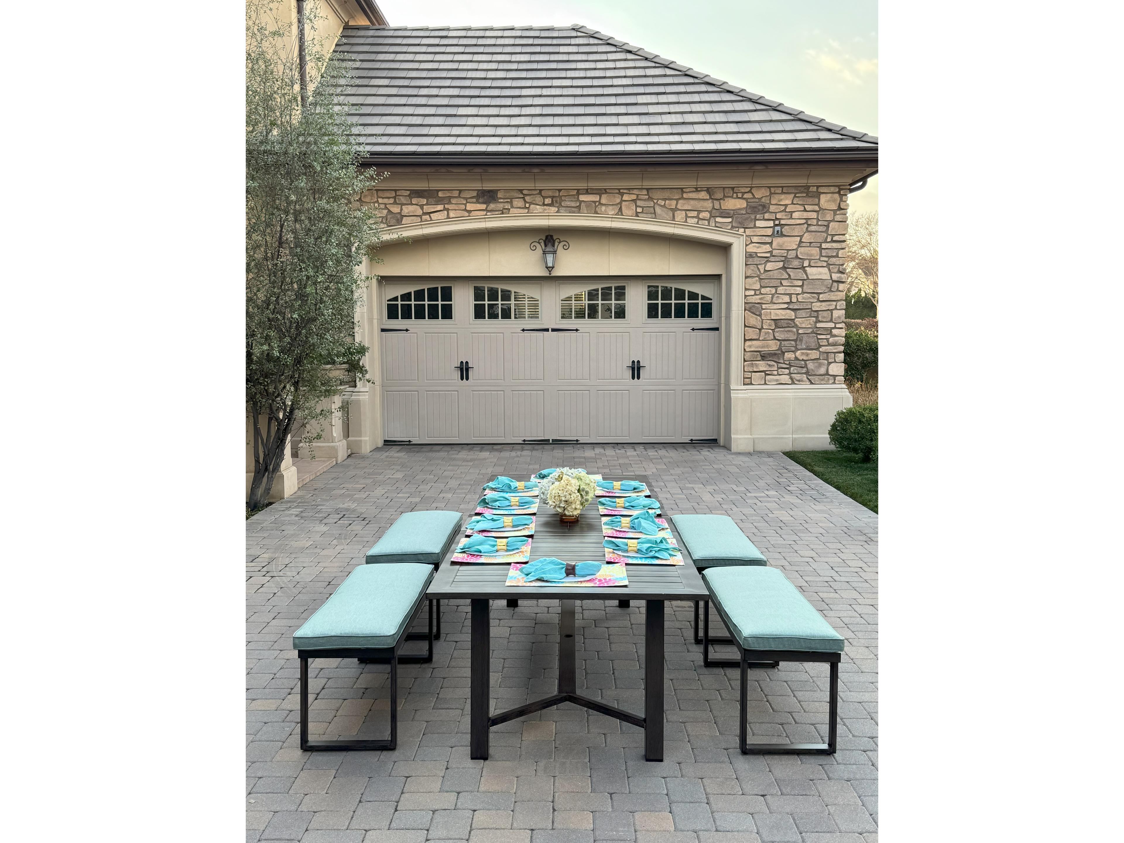 Darlee Outdoor Living Atlantis Aluminum 5-Piece Patio Dining Set with 118 feet' X 40 feet' / 90 feet' X 40 feet'  Rectangular Extension Table