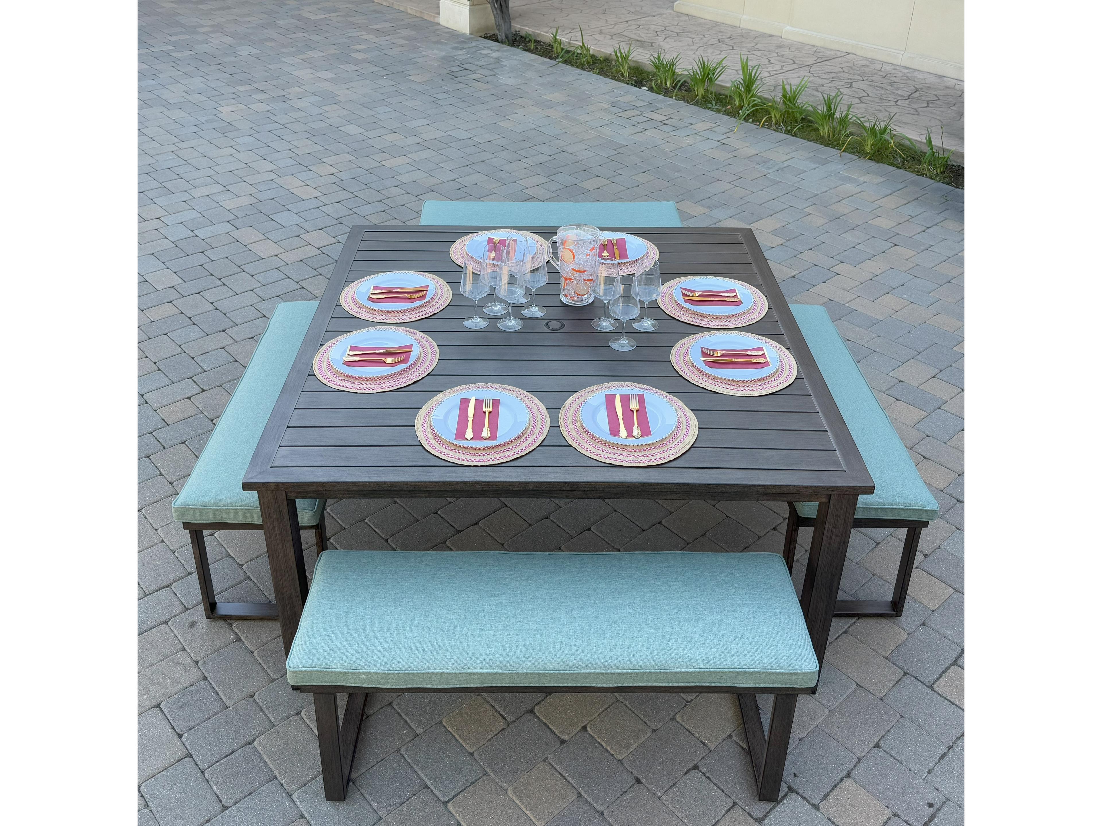 Darlee Outdoor Living Atlantis Aluminum 5-Piece Patio Dining Set with 61.5 feet' Square Table