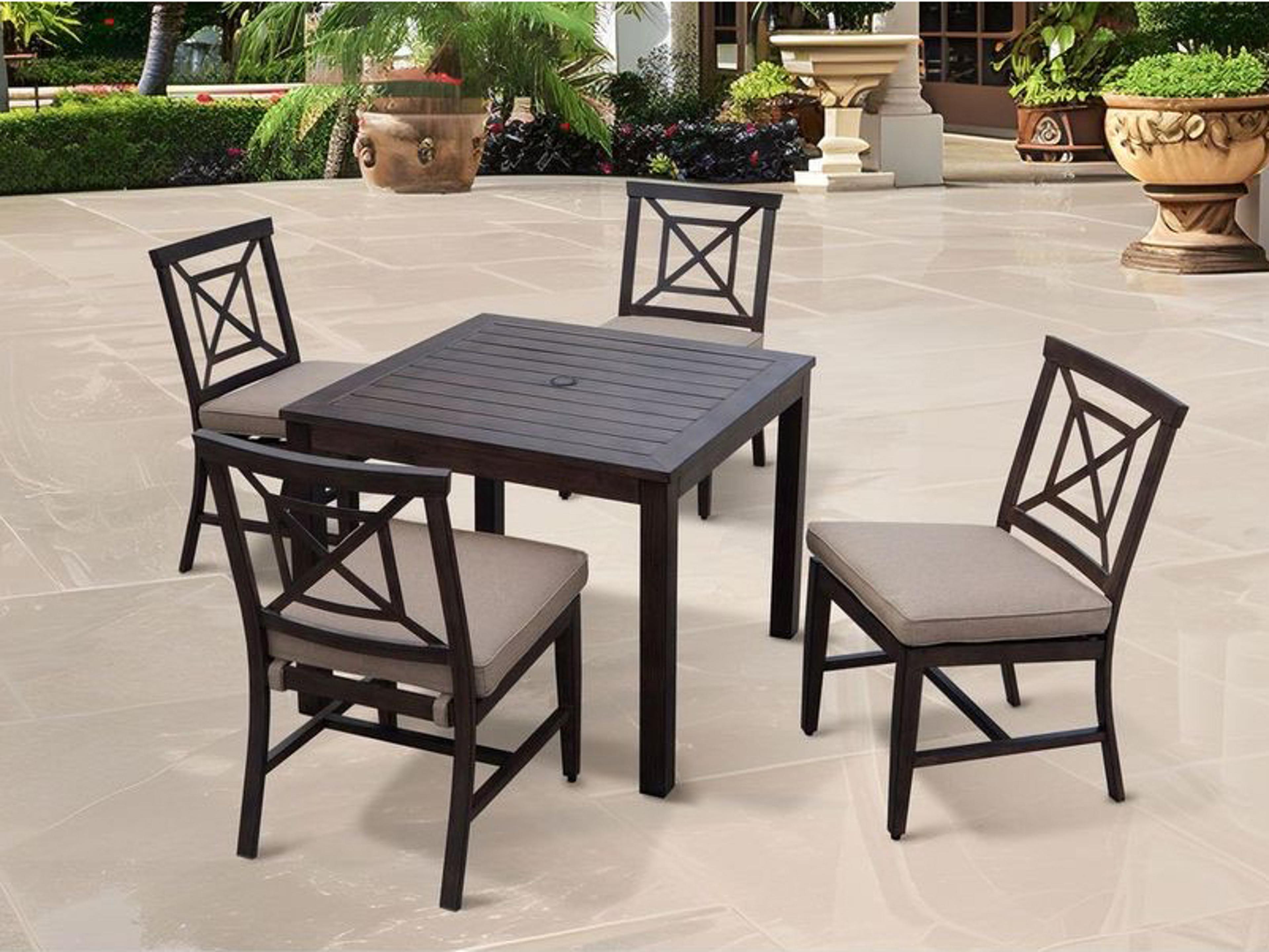 Darlee Outdoor Living Atlantis Walnut Aluminum Dining Set in Beige