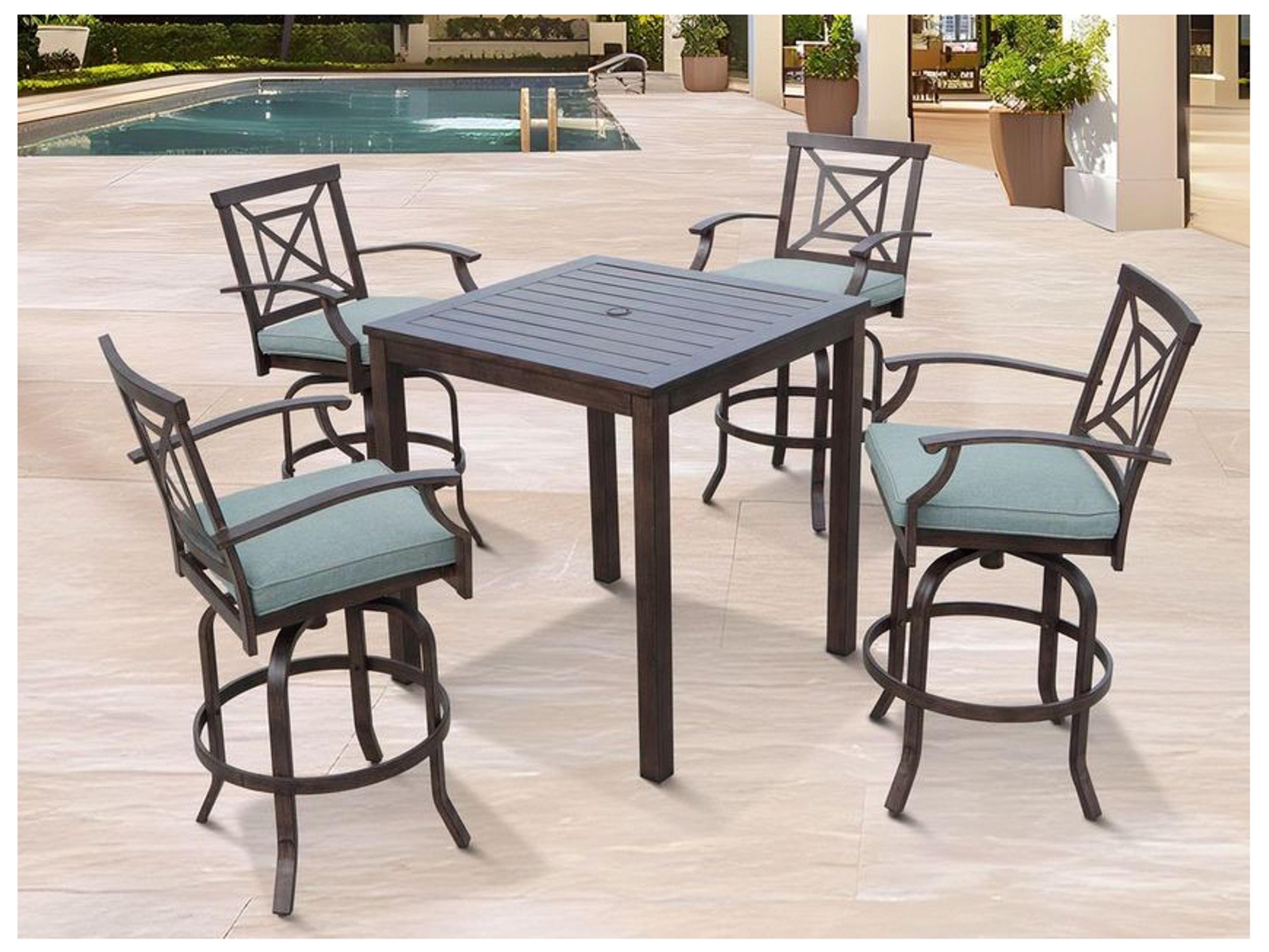 Darlee Outdoor Living Atlantis Walnut Aluminum Cushion Bar Stool in Spa
