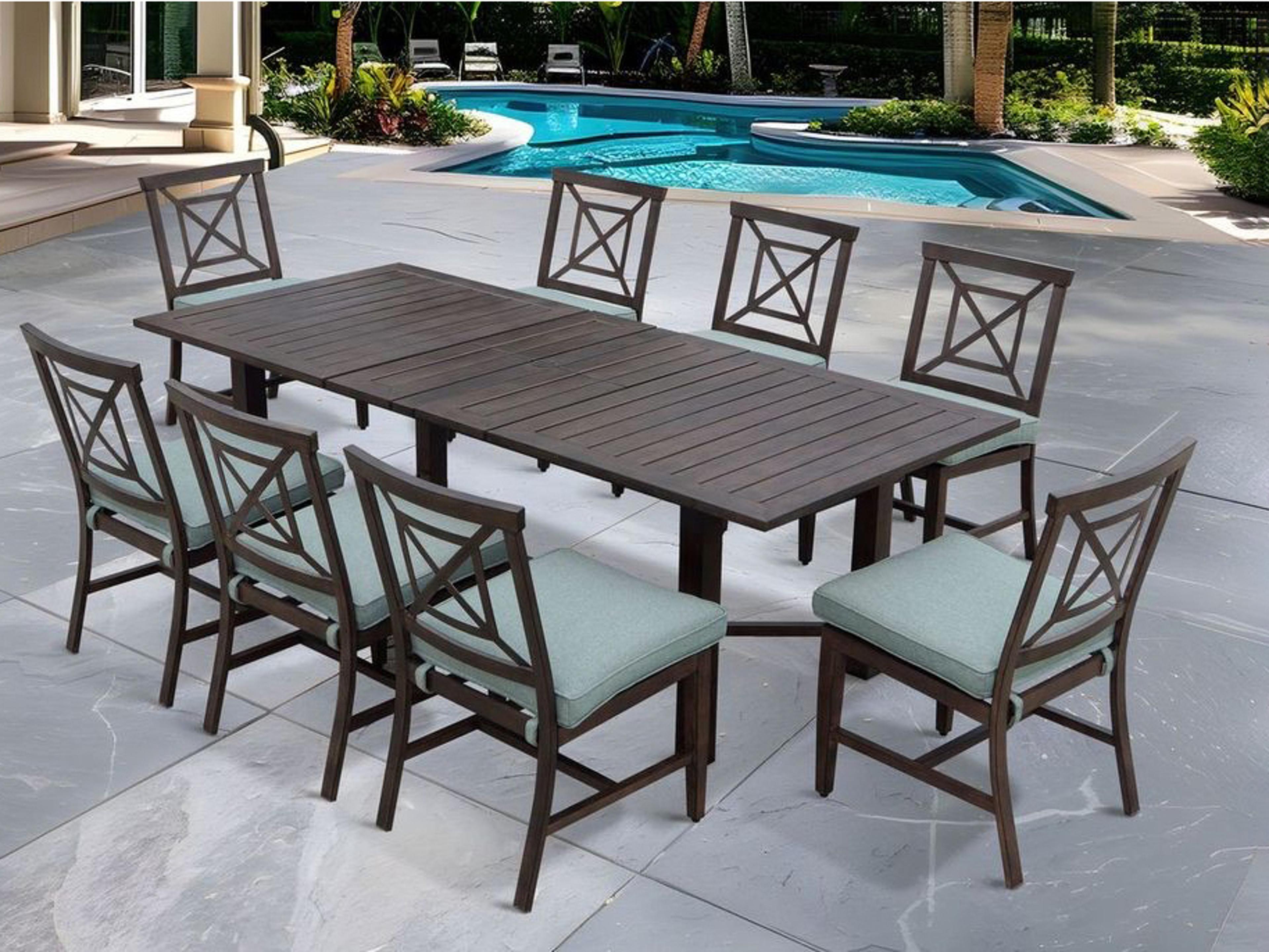 Darlee Outdoor Living Atlantis Walnut Aluminum Dining Set in Spa