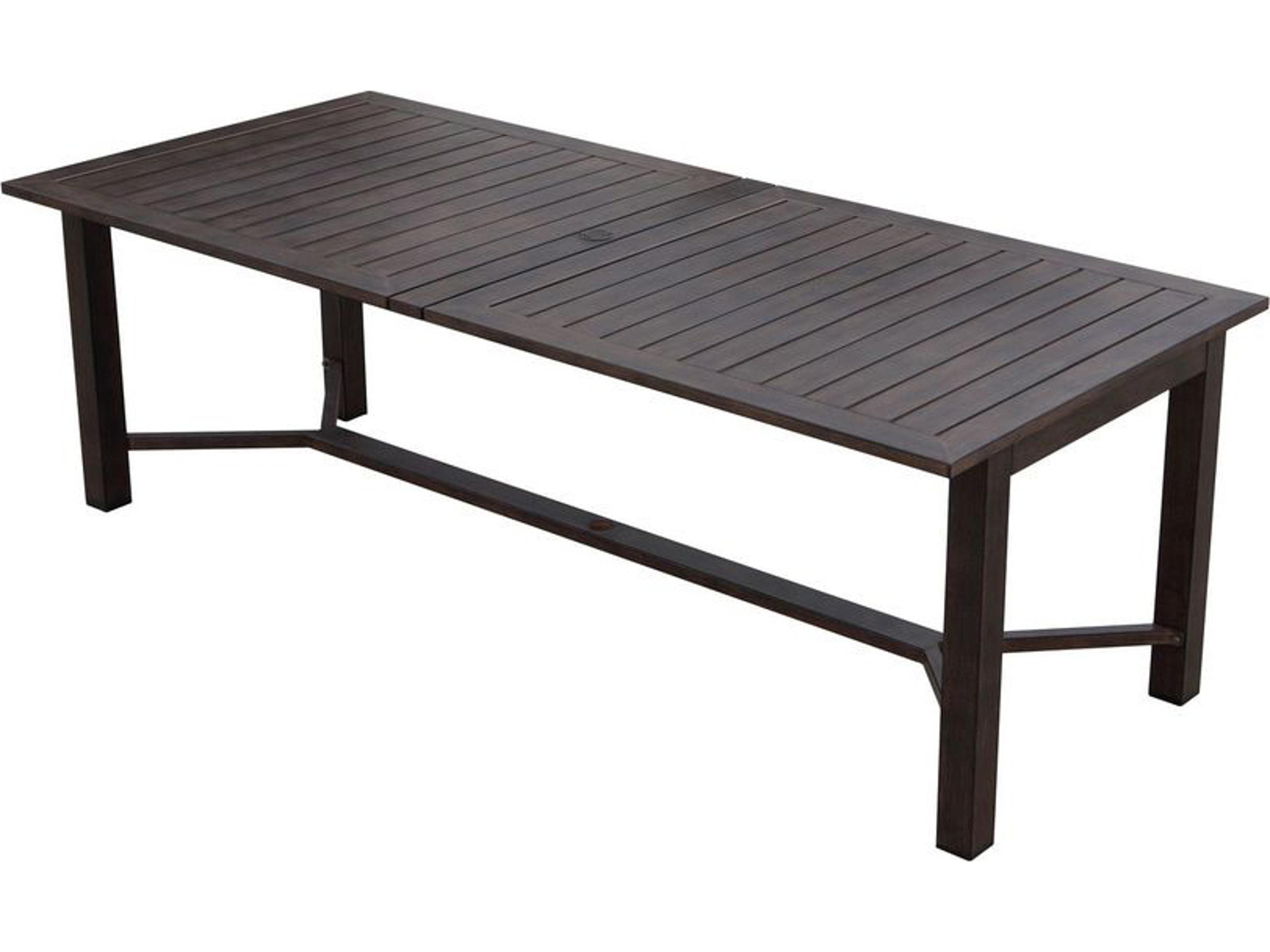 Darlee Outdoor Living Atlantis Walnut Aluminum Rectangular Umbrella Hole Dining Table