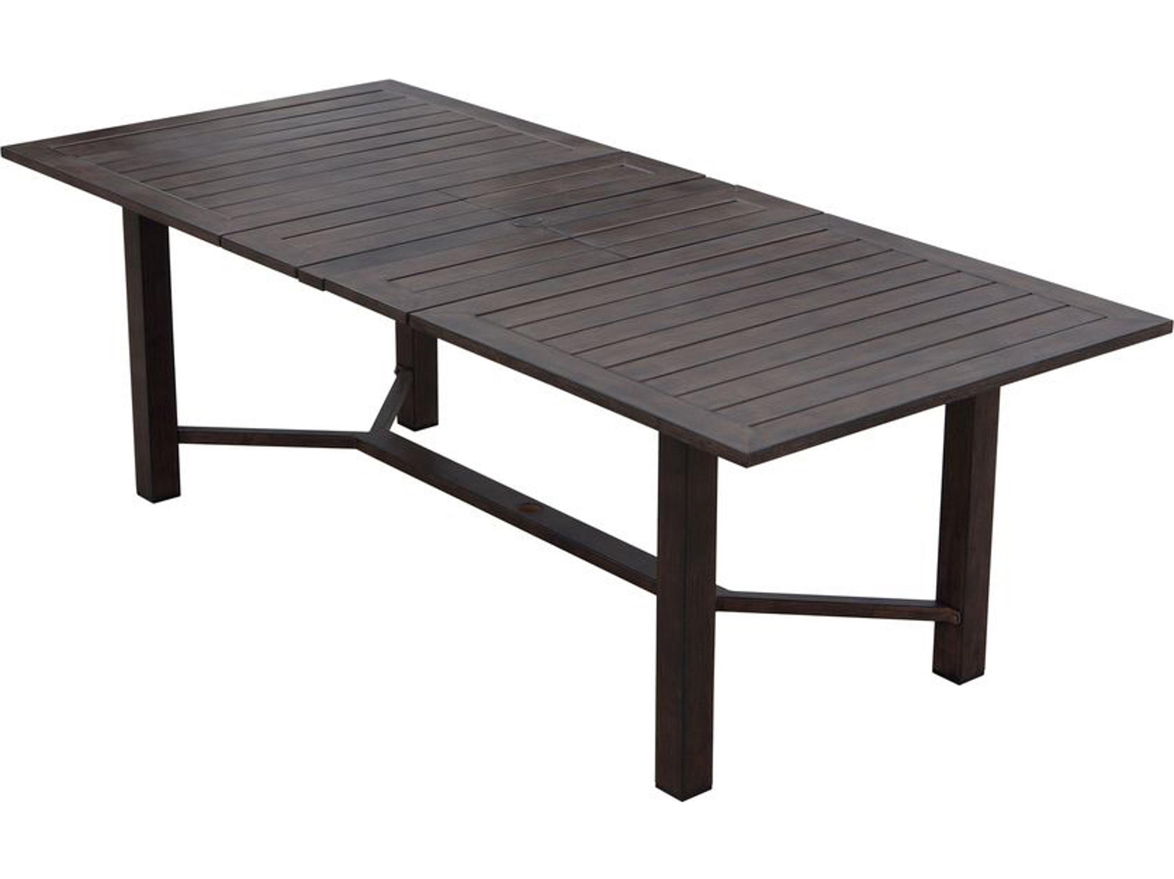 Darlee Outdoor Living Atlantis Walnut Aluminum Rectangular Umbrella Hole Dining Table