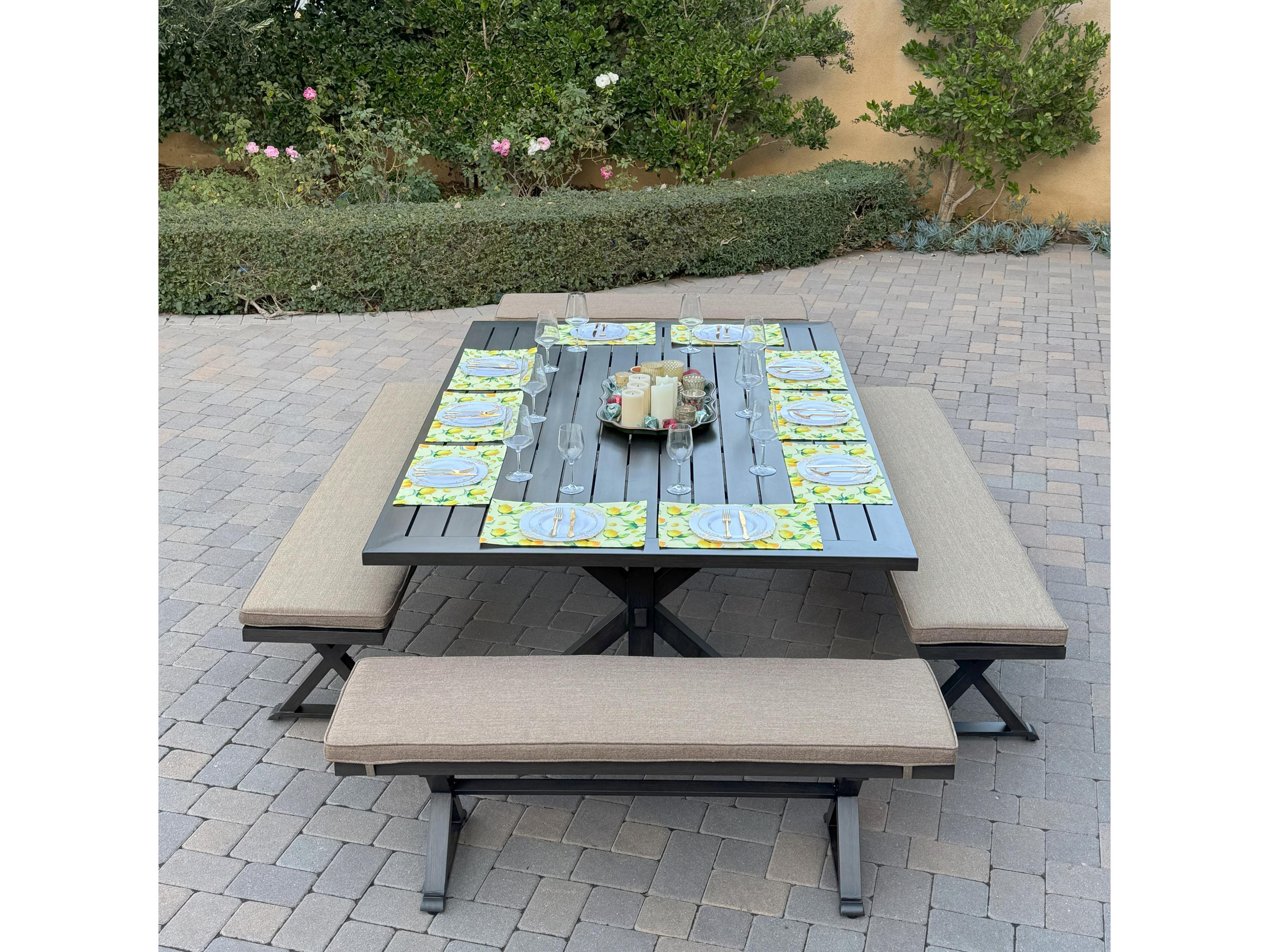 Darlee Outdoor Living Brooklyn Aluminum 5-Piece Dining Set with 88" x 59 feet' Rectangular Dining Table